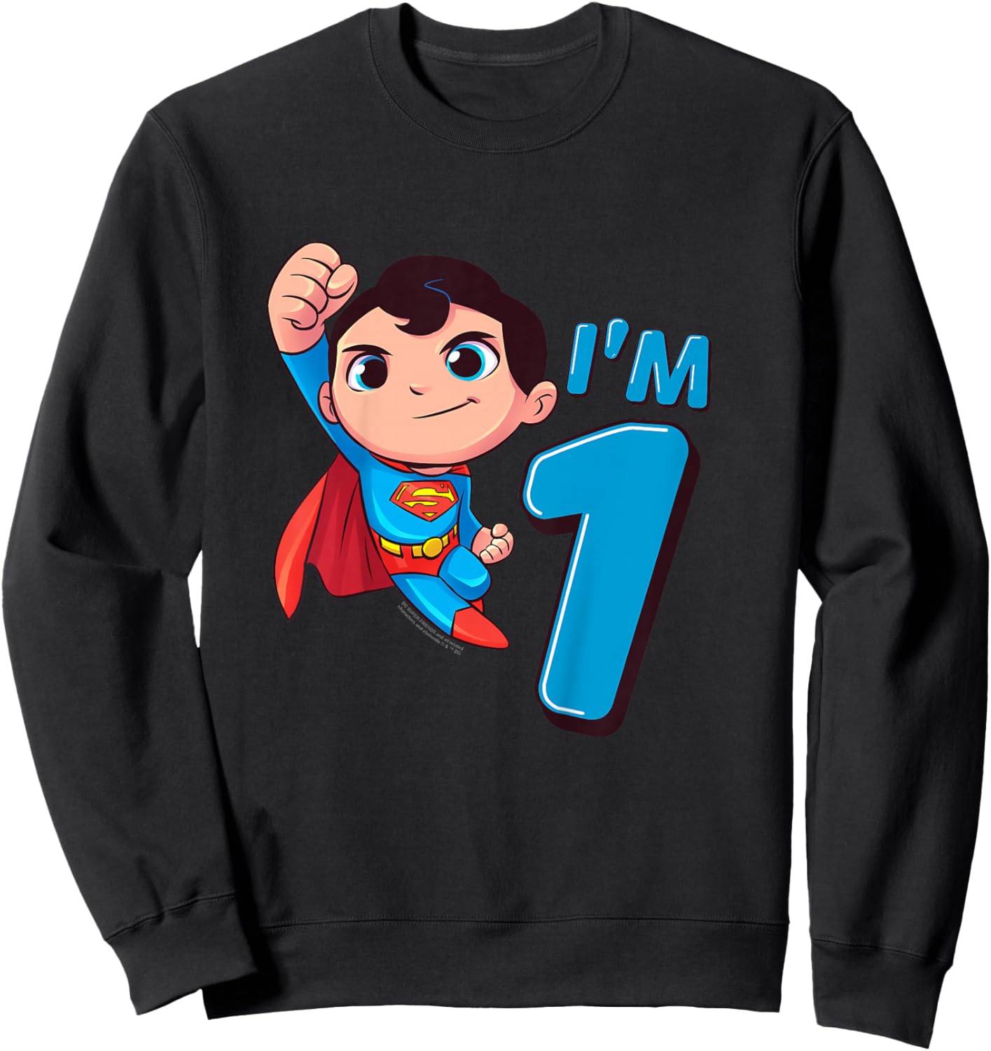 Kids Superman 1st Birthday Cute I'm 1 Sweatshirt - Sweatshirt | Black