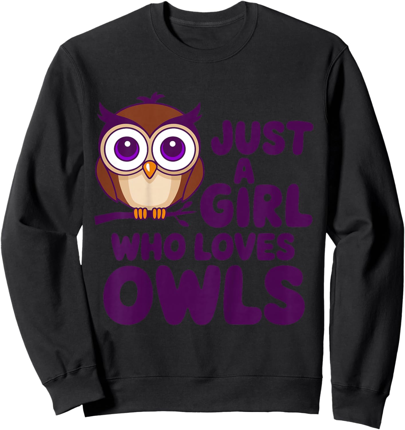 Kids Girl Owl Kids Sweatshirt - Sweatshirt | Black