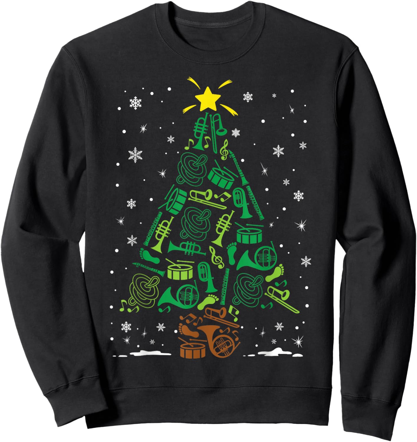 Marching Band Instrument Family Matching Christmas Tree Sweatshirt - Sweatshirt | Black