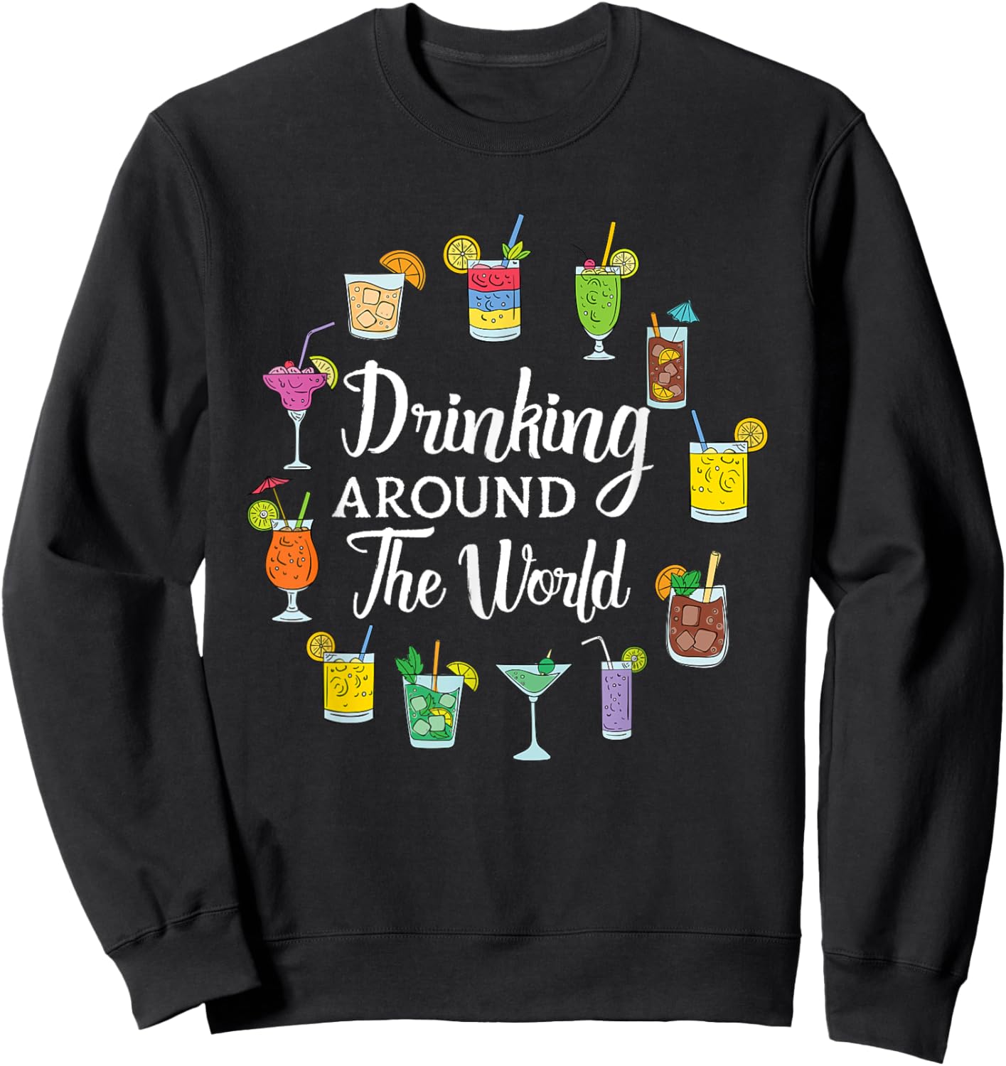 Drinking Around The World Vacation Drinking Showcase Sweatshirt - Sweatshirt | Black