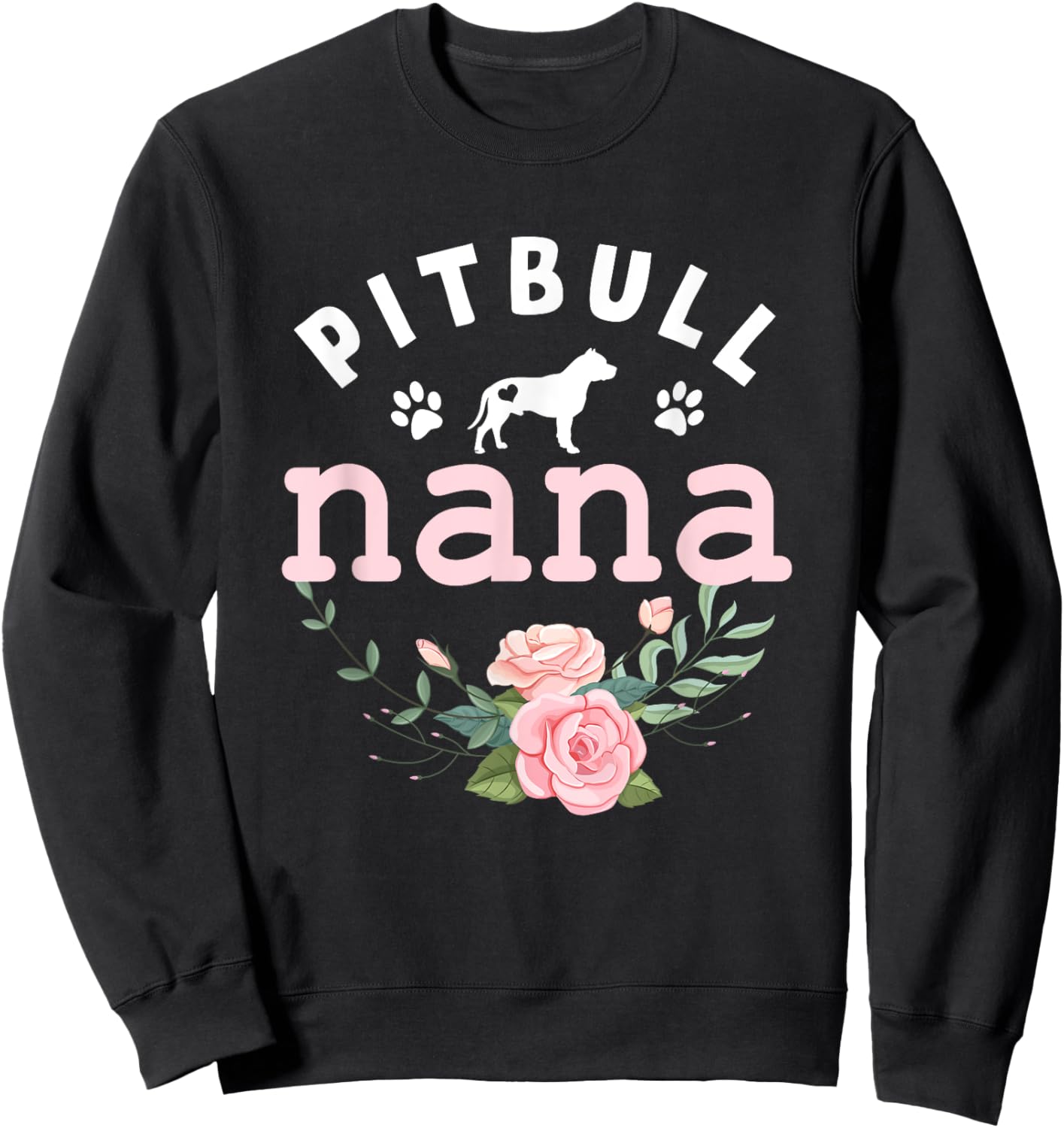 Pitbull Dog Nana Grandma Mother's Day Gifts Women Christmas Sweatshirt - Sweatshirt | Black