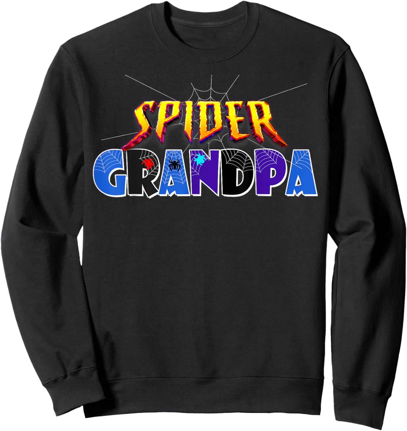Spider Grandpa Design Father's Day Matching Family Birthday Sweatshirt - Sweatshirt | Black