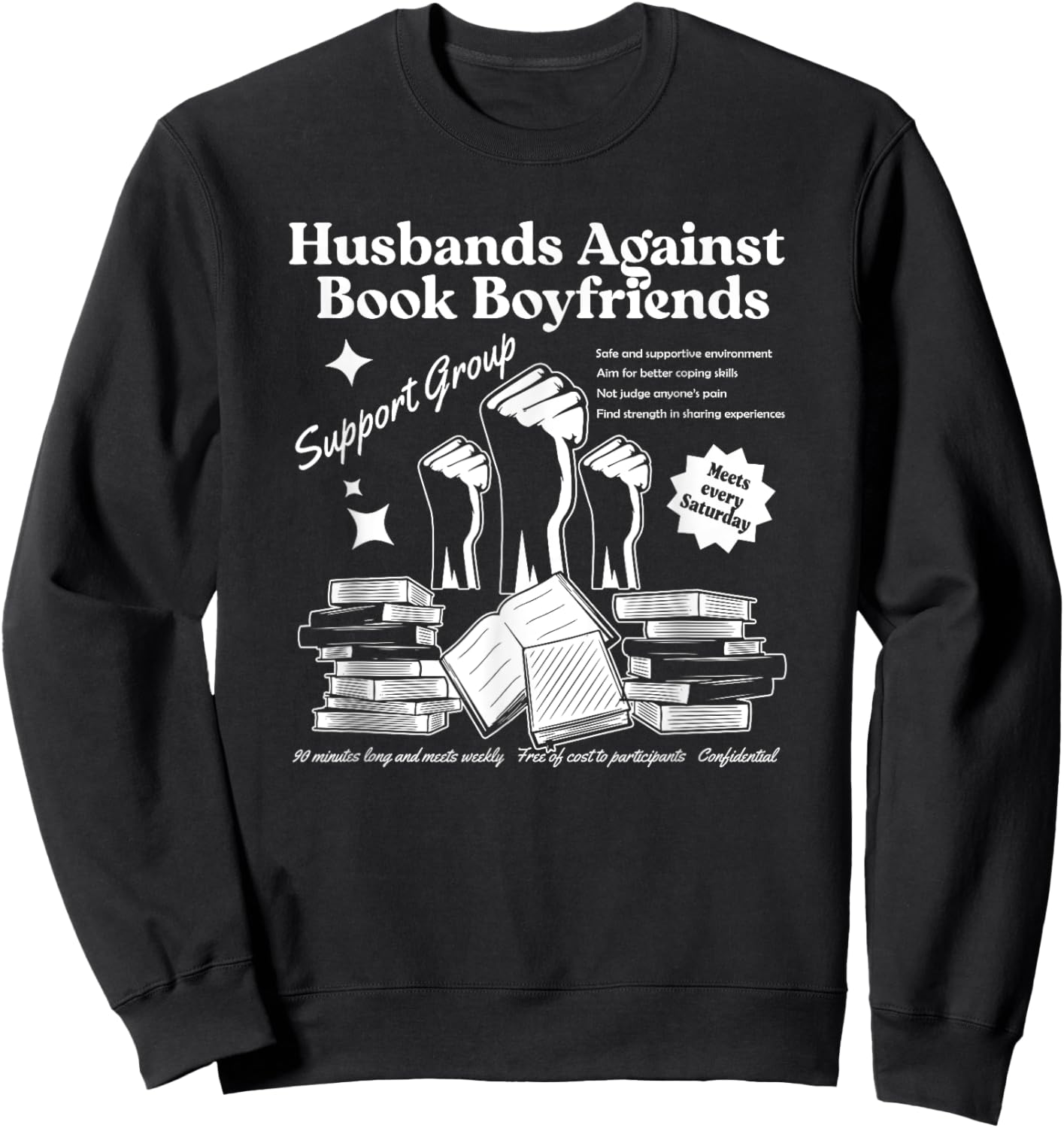 Husbands Against Book Boyfriends, Book Boyfriends Club Sweatshirt - Sweatshirt | Black