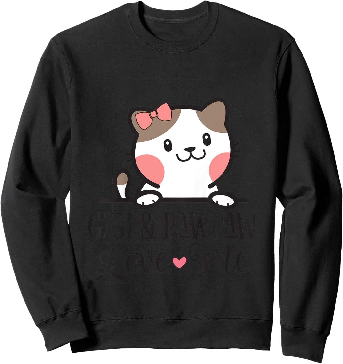 Kids Gigi And Pawpaw Love Me Grandkids Cat Sweatshirt - Sweatshirt | Black