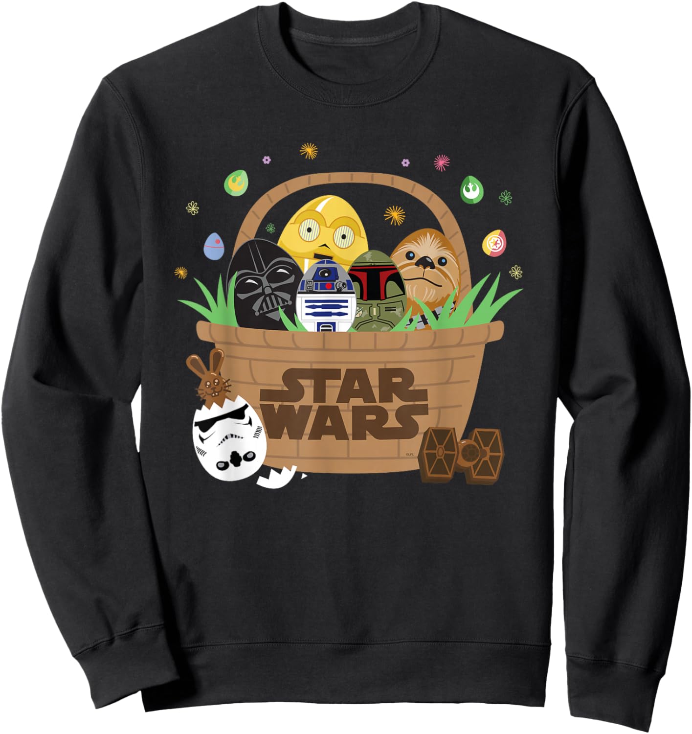 Star Wars Classic Characters Easter Eggs Basket Funny Spring Sweatshirt - Sweatshirt | Black