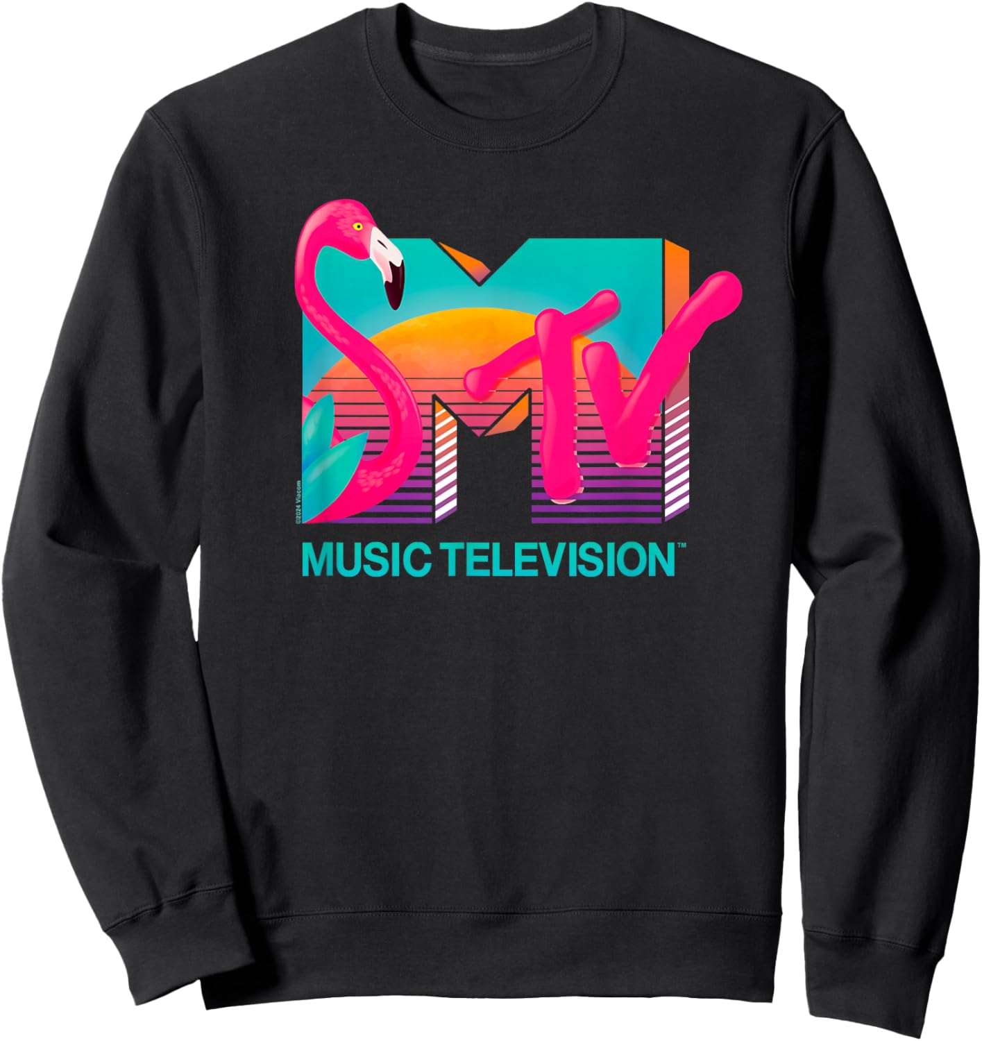 MTV Vibrant Flamingo Sunset Sweatshirt - Sweatshirt | Black