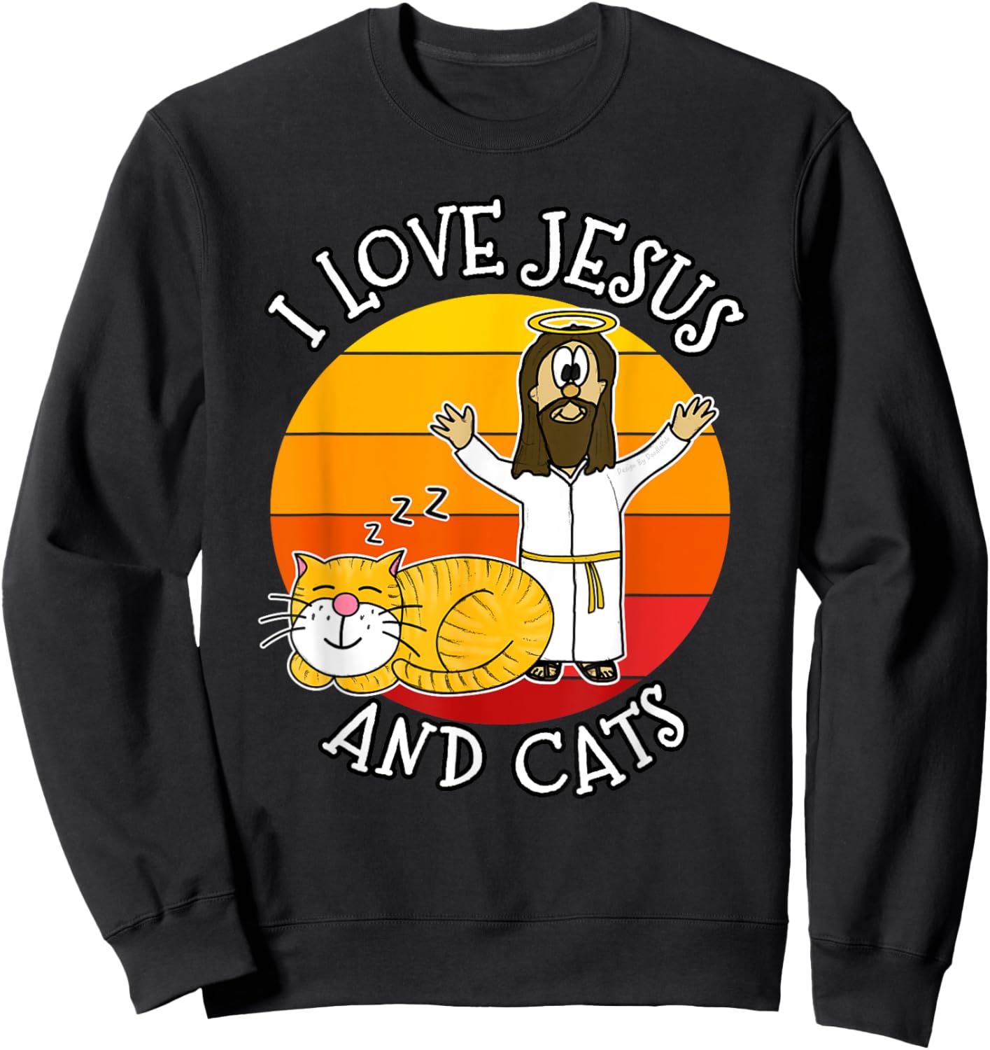 I Love Jesus and Cats, Christian Cat Lover Church Funny Men Women Kids Sweatshirt - Sweatshirt | Black