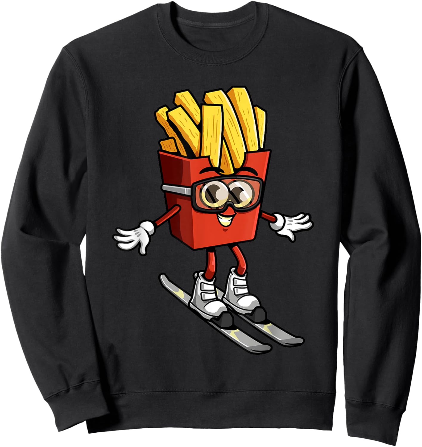 Funny French Fry Ski Potato Fries Skiing Instructor Outfit Sweatshirt - Sweatshirt | Black