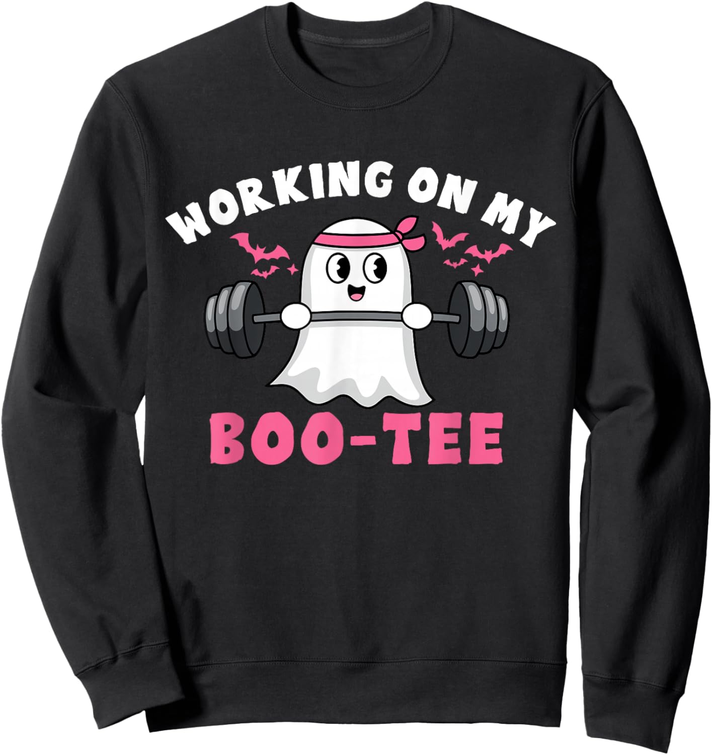 Working on My Boo Halloween Dead Lift Ghost Gym Sweatshirt - Sweatshirt | Black