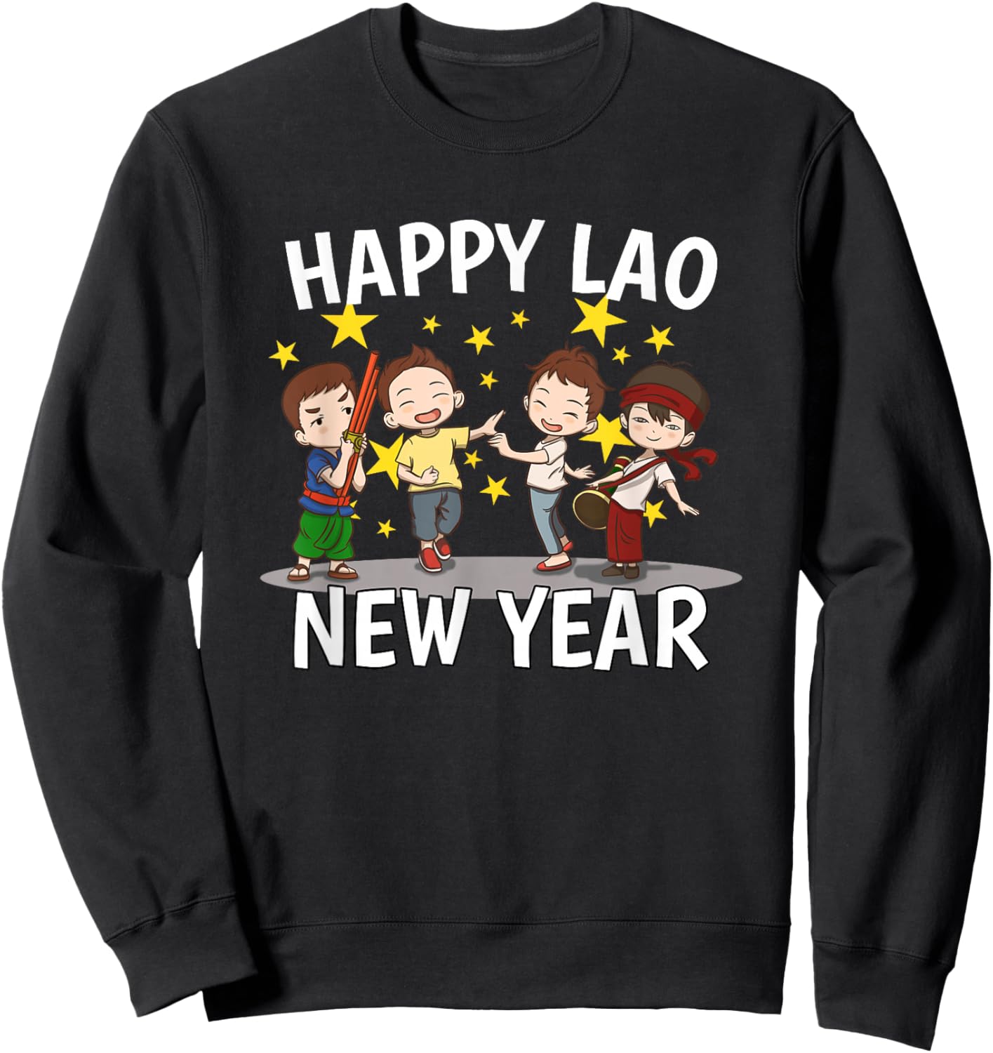 Laos Laotian Boys Happy Lao New Year Pi Mai Lao Sweatshirt - Sweatshirt | Black
