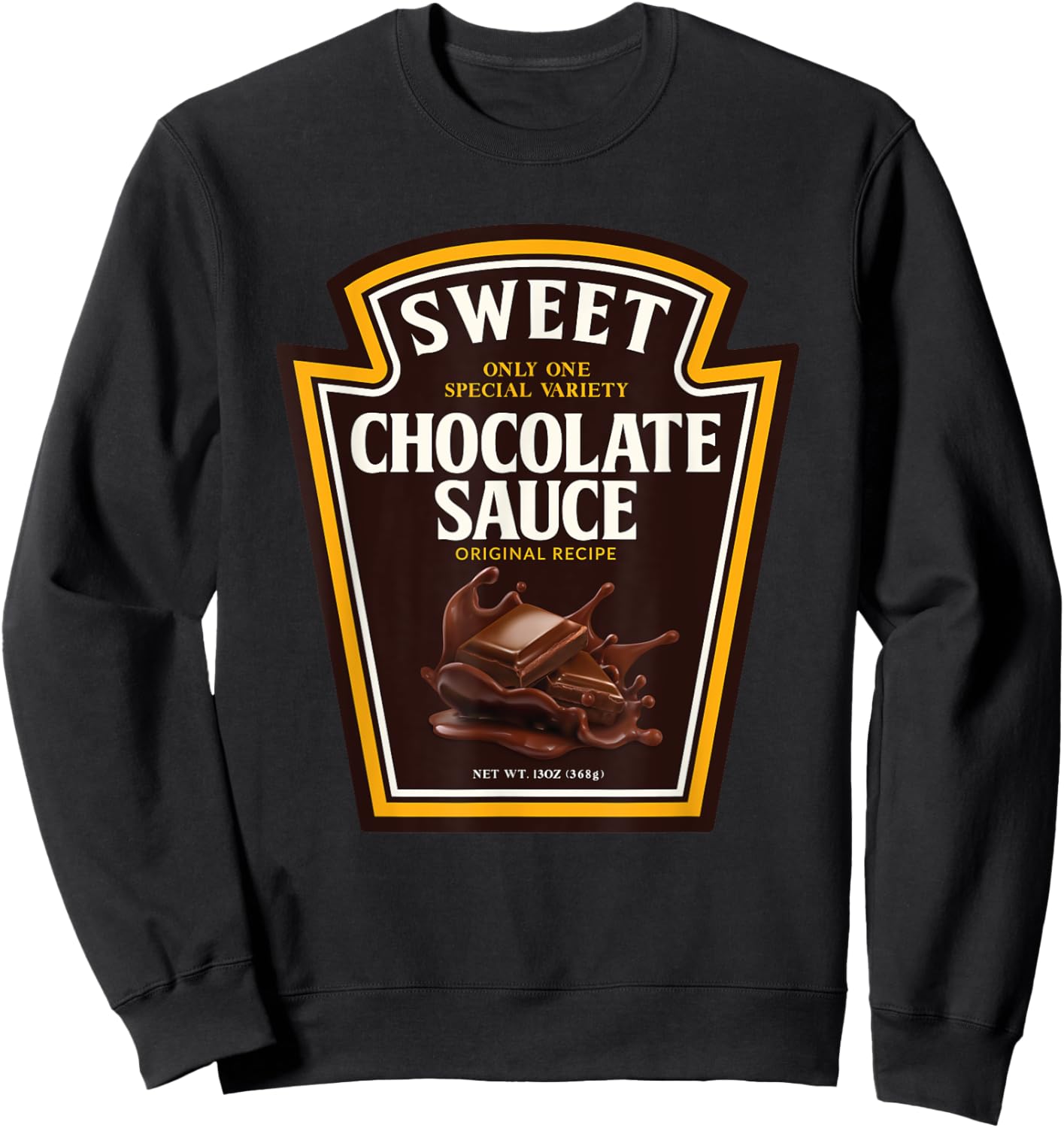 Sweet Chocolate Sauce Funny Bottle Label Condiment design Sweatshirt - Sweatshirt | Black