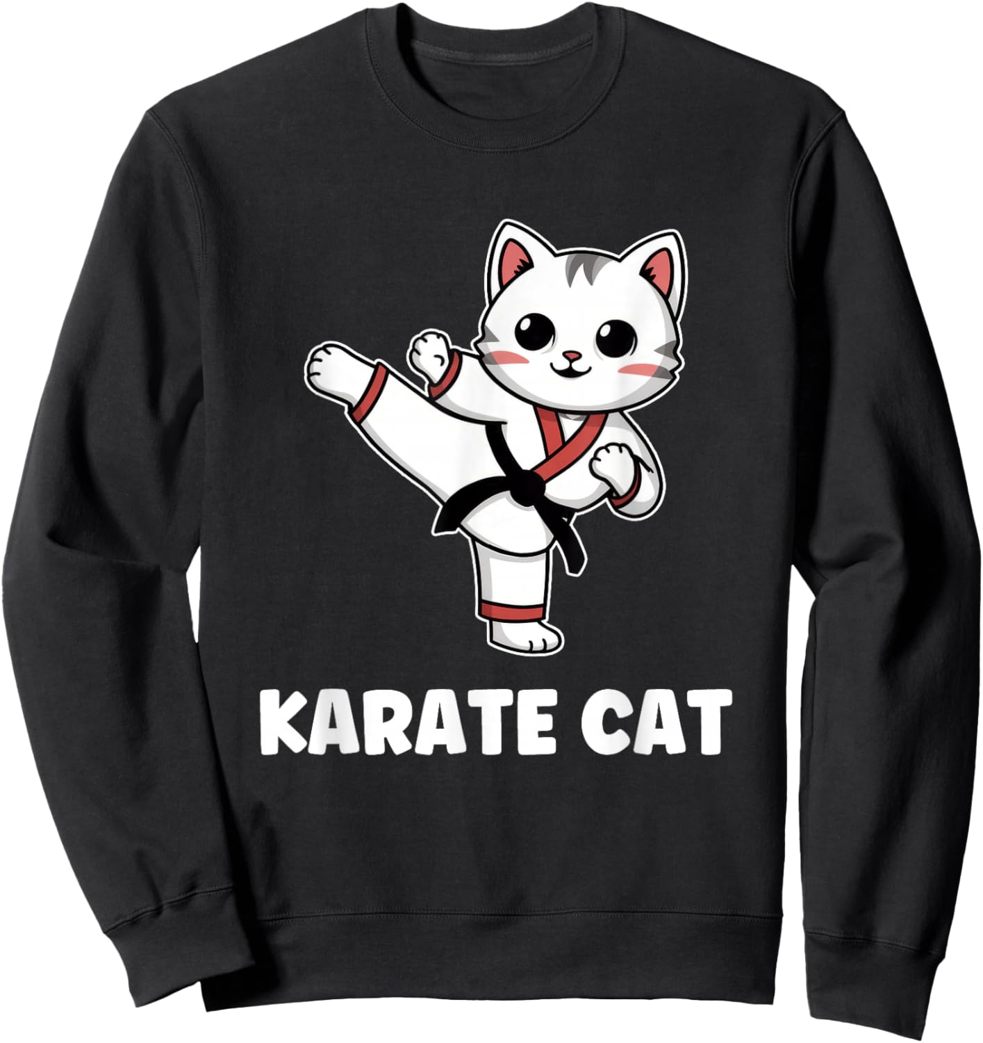 Funny Karate Cat Kawaii Girl Women Karate Sweatshirt - Sweatshirt | Black
