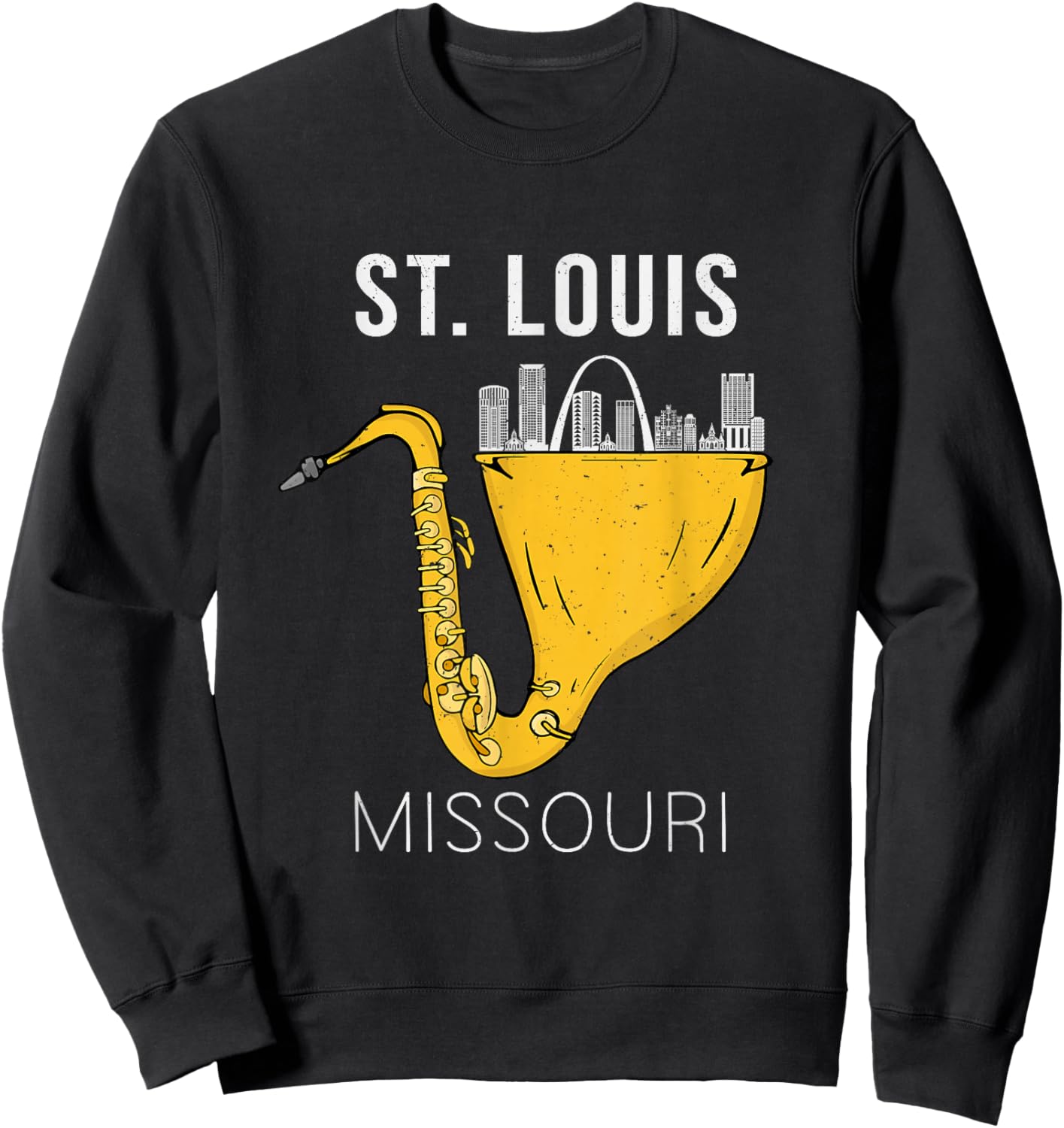 St Louis Skyline Souvenir Saxophone Jazz Music St Louis Sweatshirt - Sweatshirt | Black