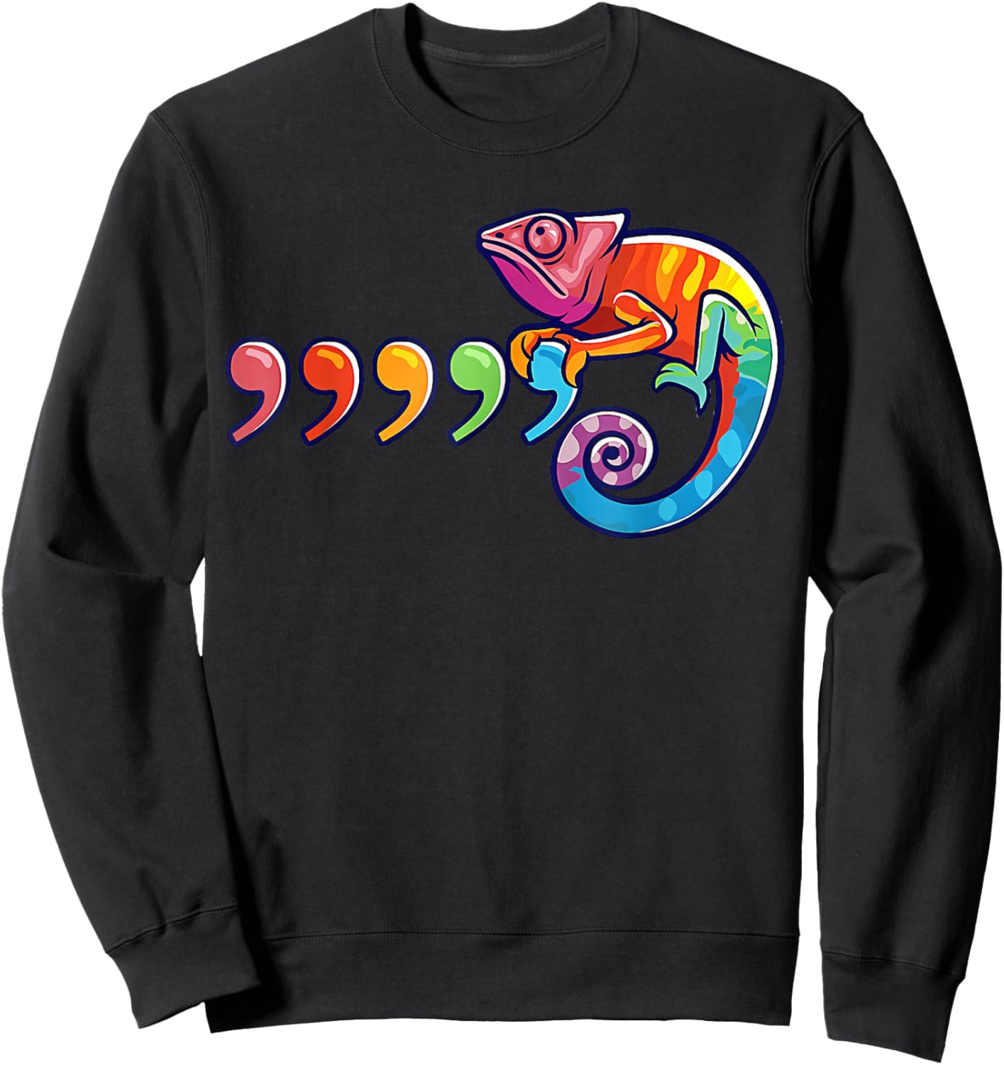 Comma Chameleon Funny 80's Throwback Sweatshirt - Sweatshirt | Black