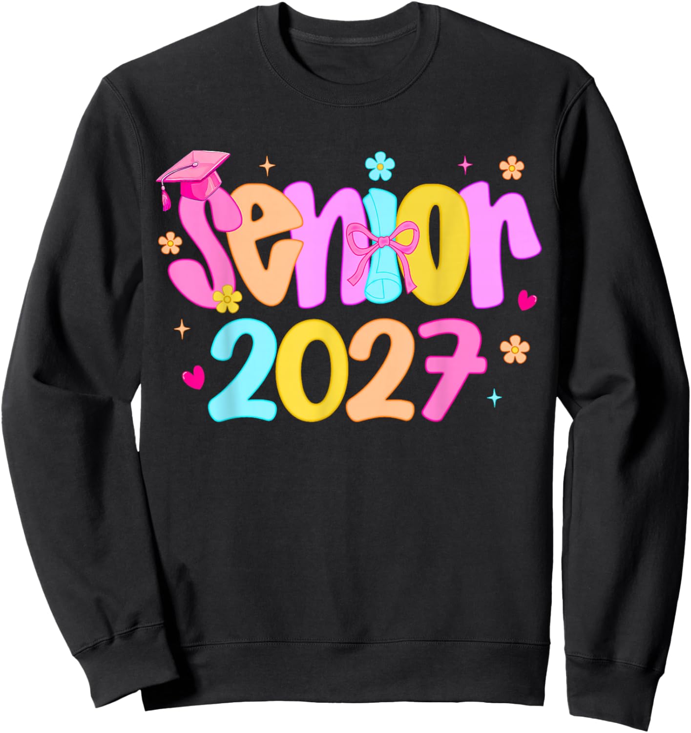Class of 2027 Senior Coquette Bow 2027 Graduation Sweatshirt - Sweatshirt | Black