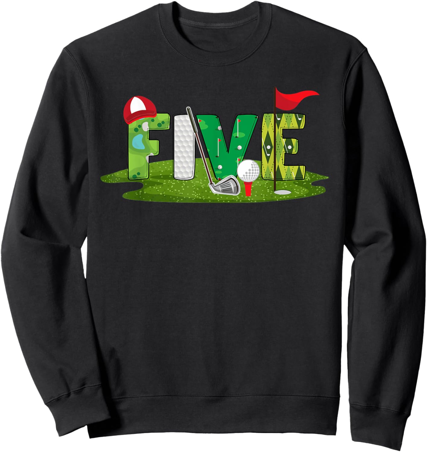 5th Birthday Golf Theme 5 Year Old Kids Sport Party Sweatshirt - Sweatshirt | Black