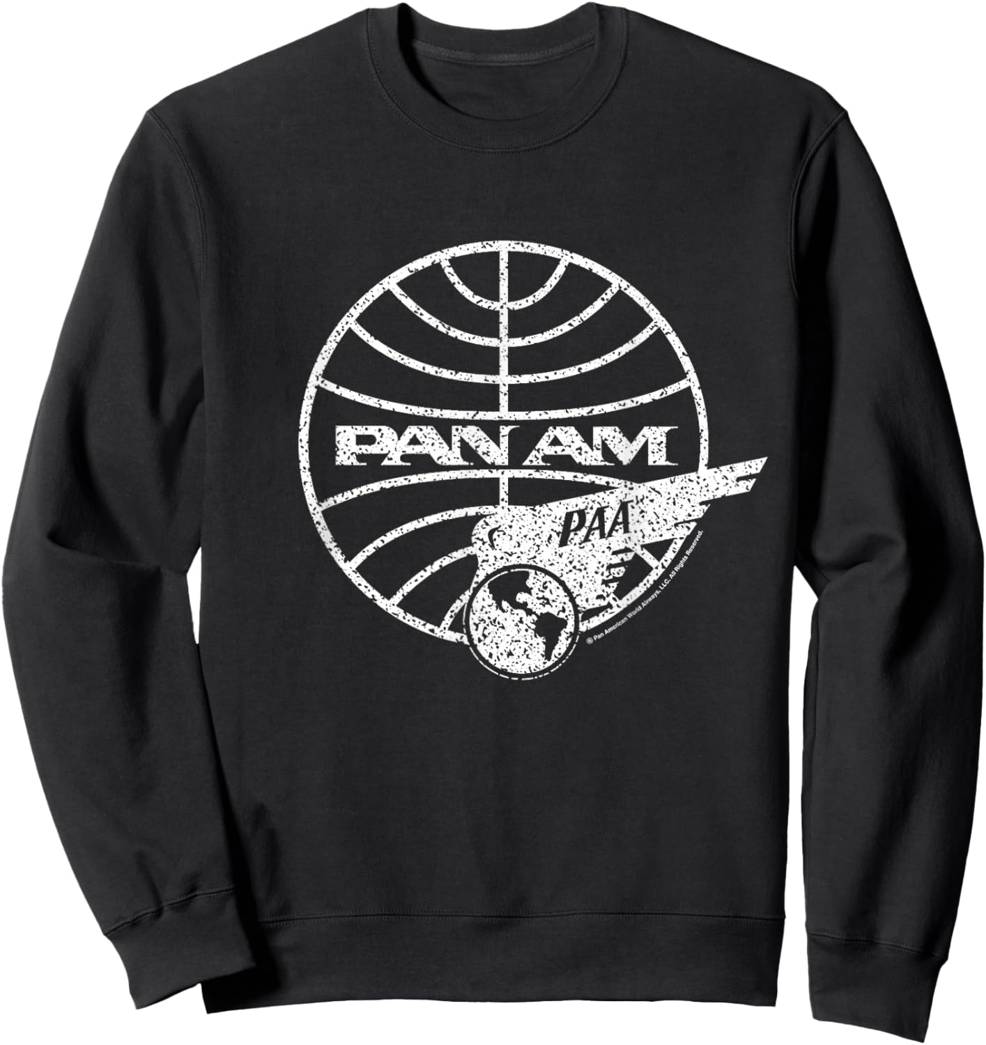 Pan Am Distressed PAA White Logo Sweatshirt - Sweatshirt | Black