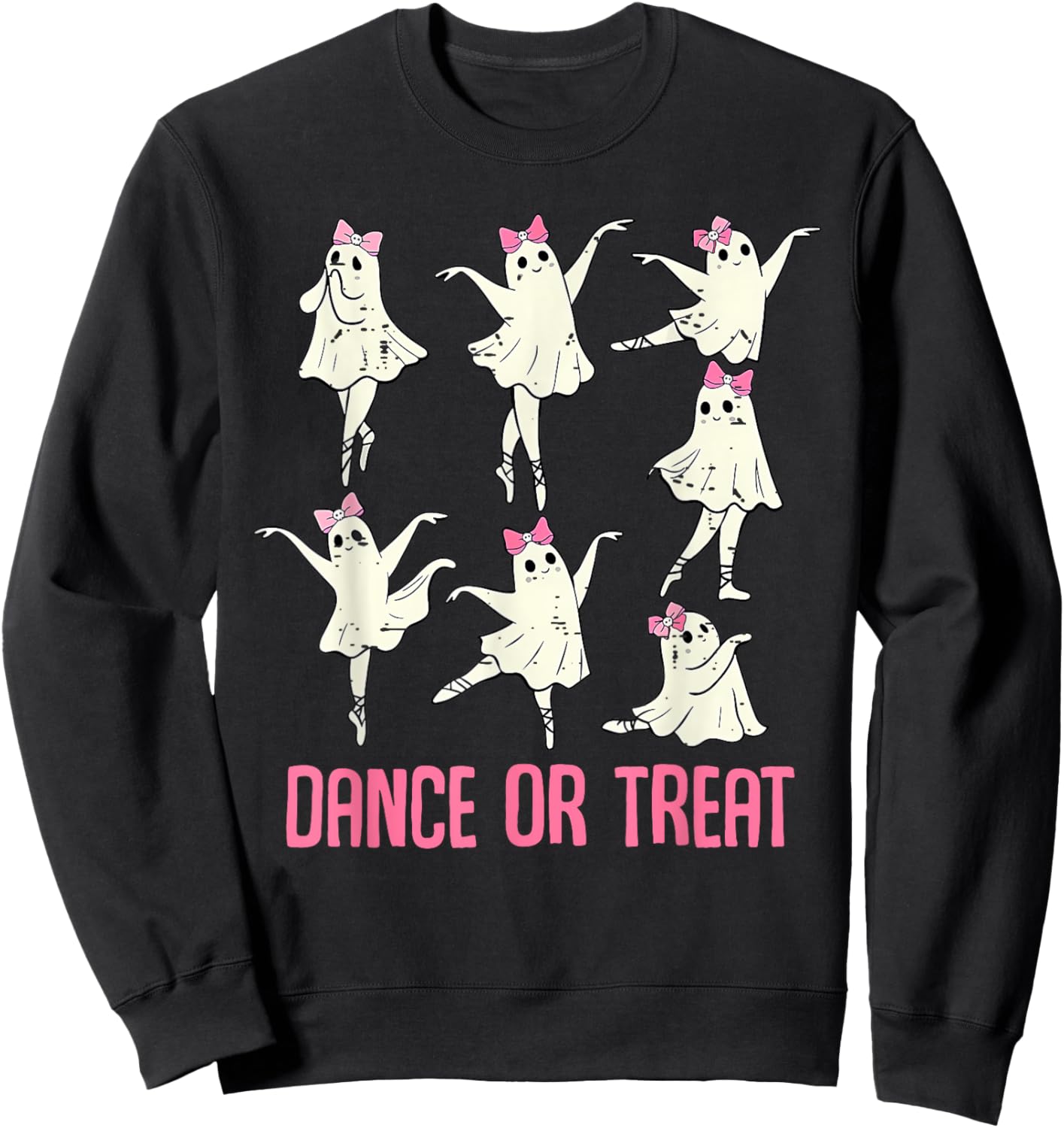 Dance Or Treat Shirt Halloween Funny Ghost Ballet Dance Sweatshirt - Sweatshirt | Black