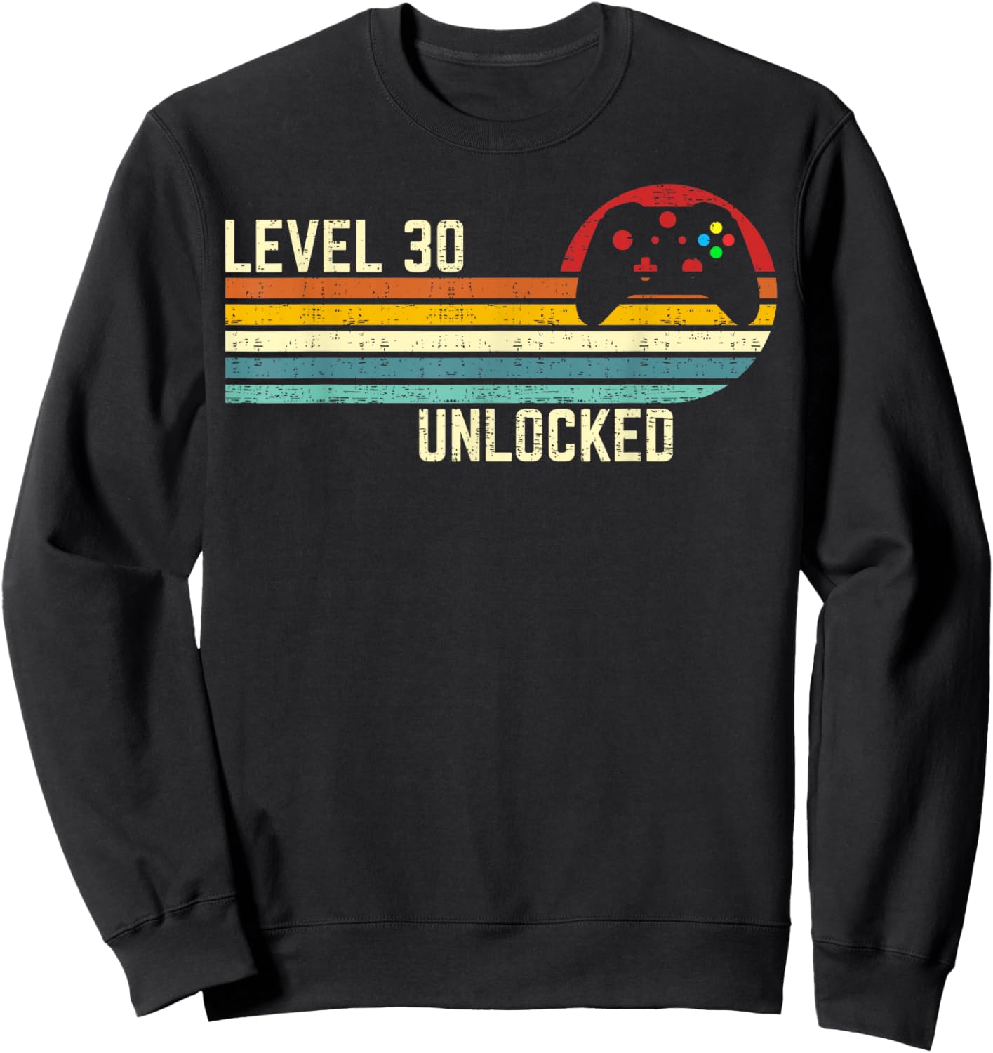 30e Anniversaire d'un Joueur vidéo Amusant débloqué Vintage de Niveau 30 Sweatshirt - Sweatshirt | Black