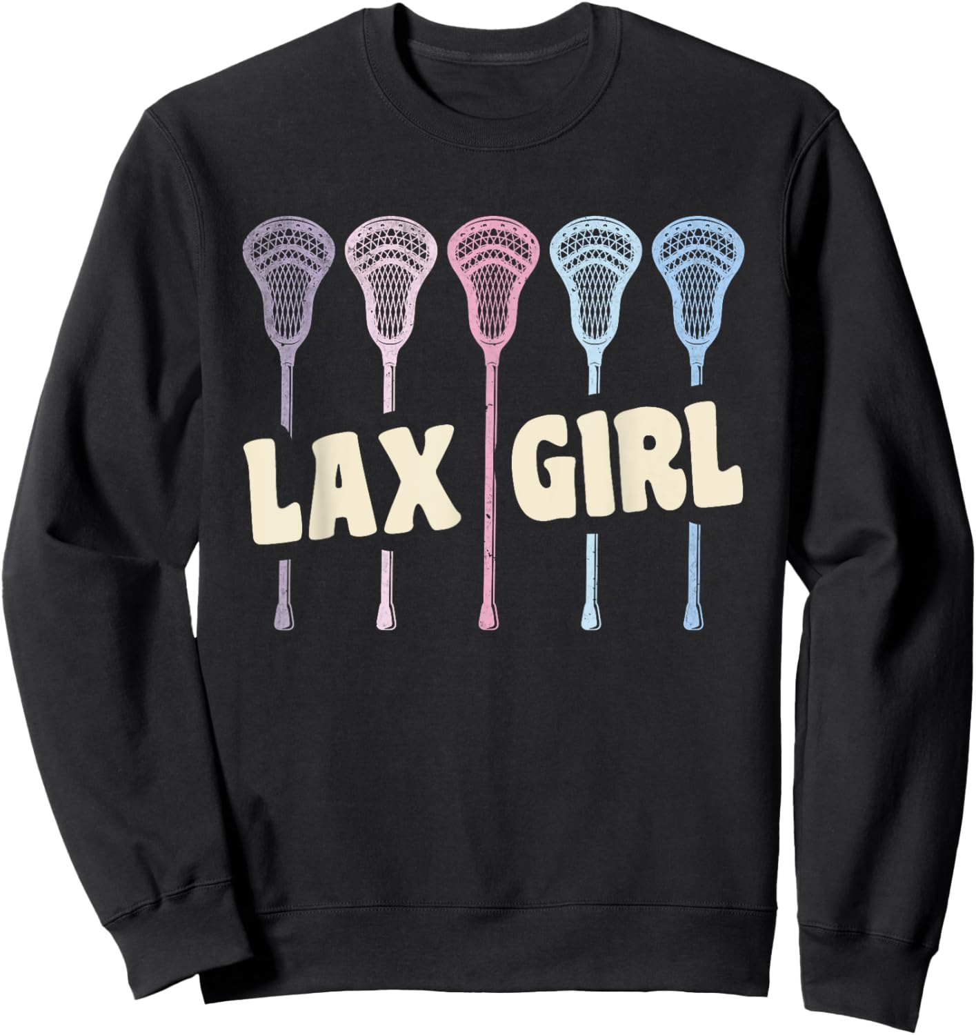 Lax Girl Lacrosse Stick Women Retro Lacrosse Player Goalie Sweatshirt - Sweatshirt | Black