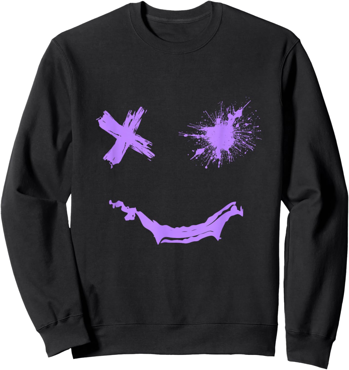 Light Purple Grunge Face Light Purple Violet Color Graphic Sweatshirt - Sweatshirt | Black