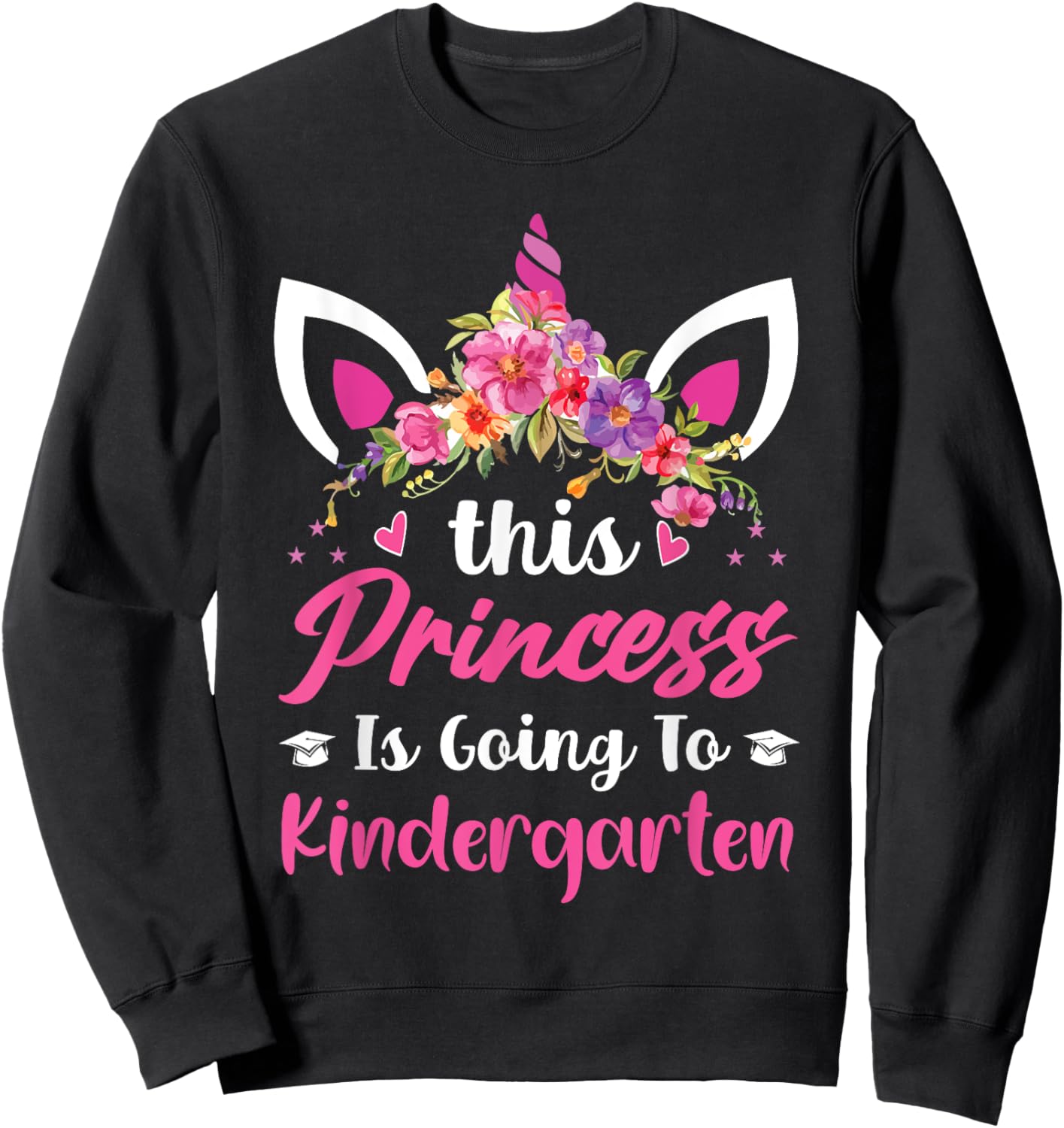 Princess Going To kindergarten For Girls Back to School Sweatshirt - Sweatshirt | Black