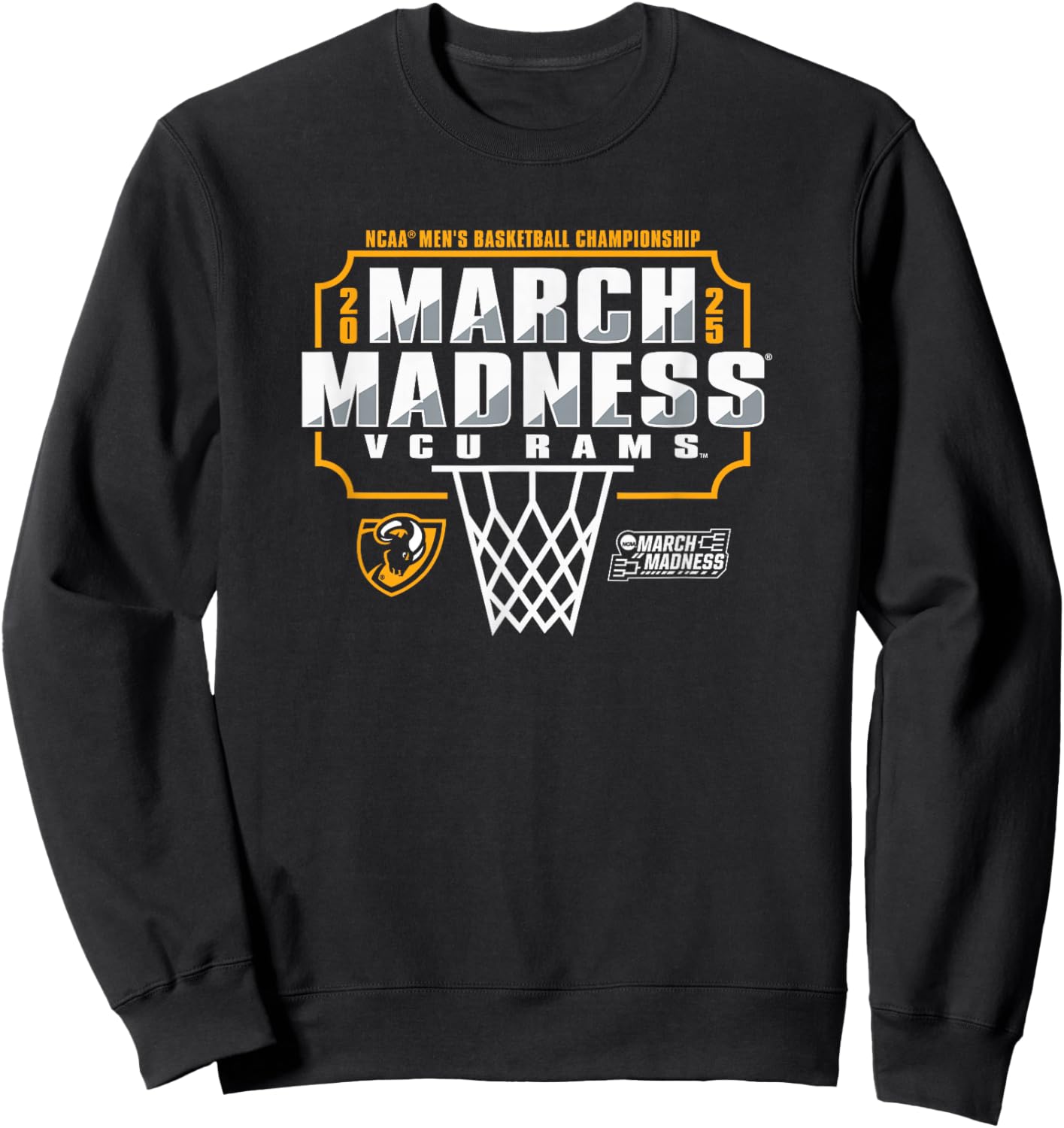 VCU Rams March Madness 2025 Men's Basketball Sweatshirt - Sweatshirt | Black