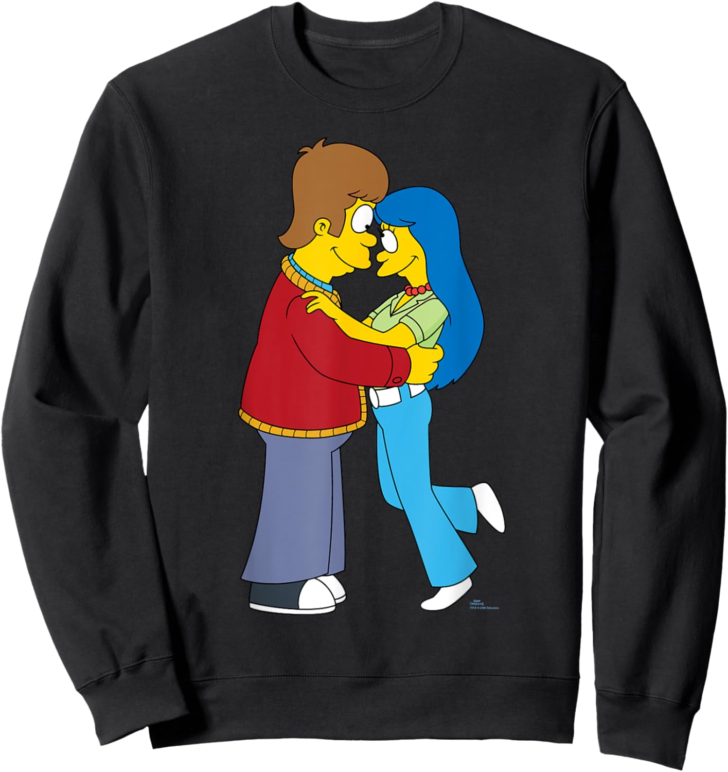 The Simpsons Flashback Homer & Marge Valentine’s Day Couple Sweatshirt - Sweatshirt | Black