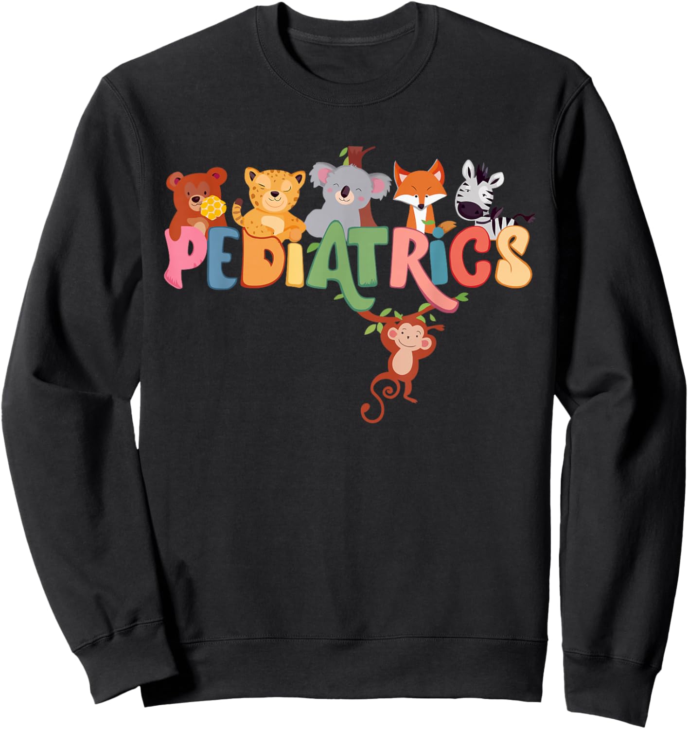 Pediatric Nurse PEDS Nursing Appreciation Pediatric Animal Sweatshirt - Sweatshirt | Black