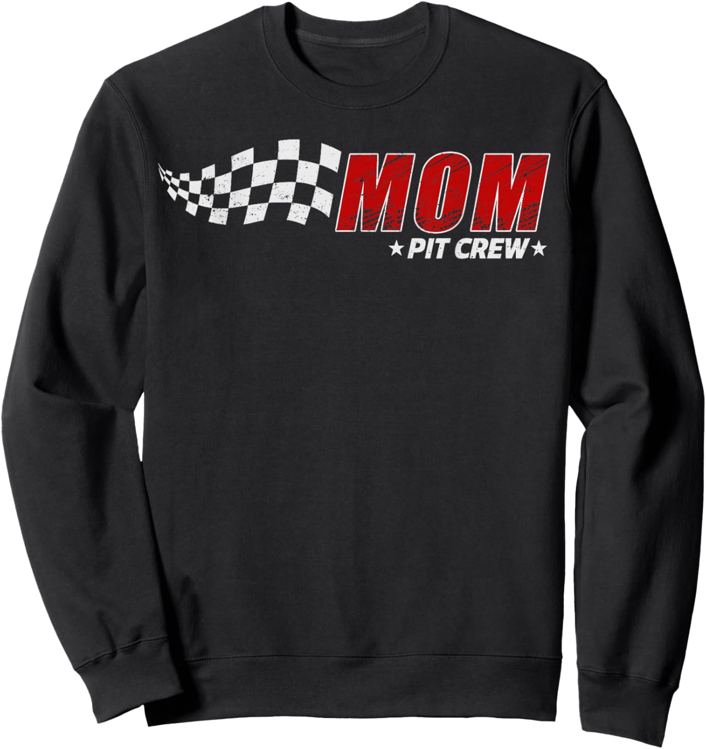 Mom Pit Crew Race Car Birthday Family Matching Pit Crew Sweatshirt - Sweatshirt | Black