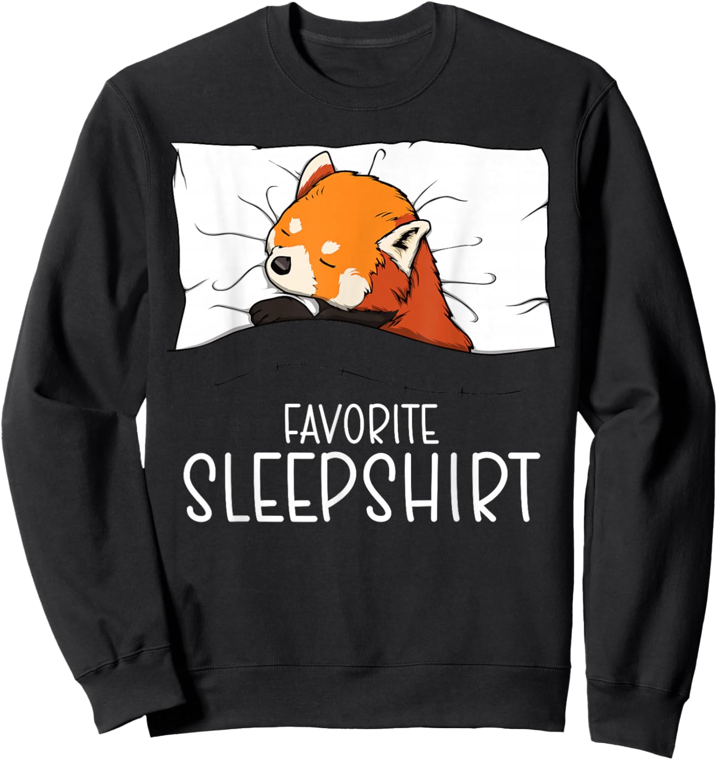 Favorite Sleepshirt Red Panda, Napping Red Panda Pajama Sweatshirt - Sweatshirt | Black