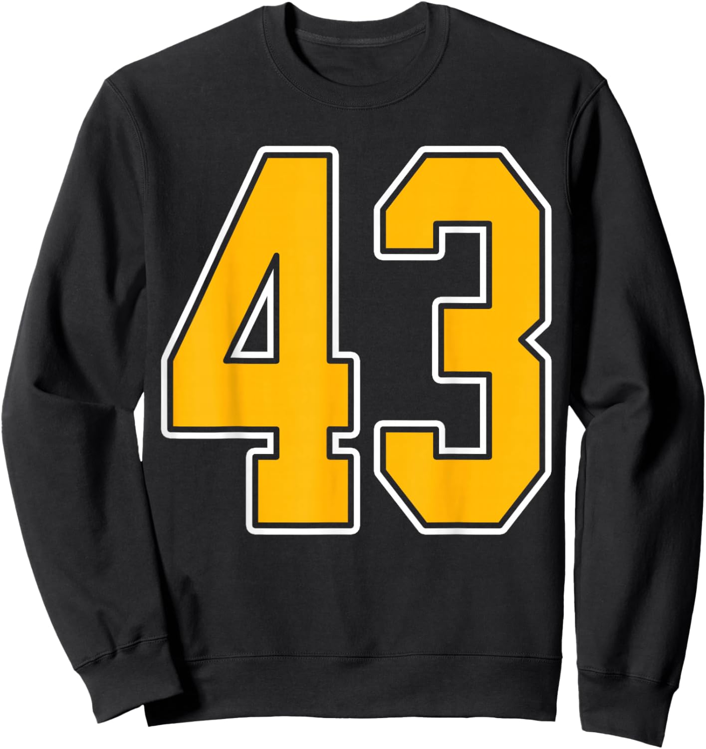 Gold and White Sports Number 43 Jersey Uniform Player Sweatshirt - Sweatshirt | Black