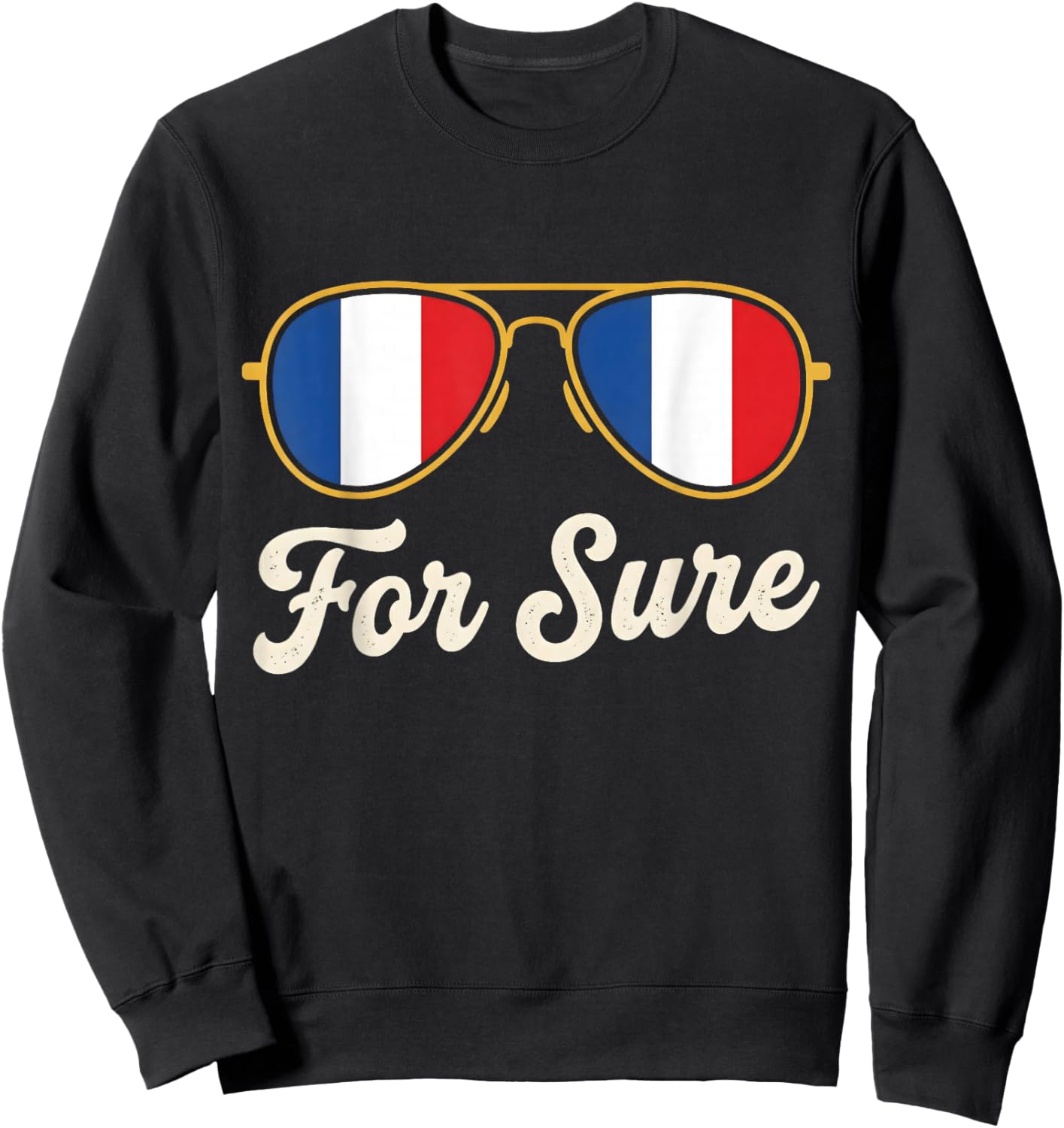 Humour Macron for Sure Meme Sunglasses Sweatshirt - Sweatshirt | Black