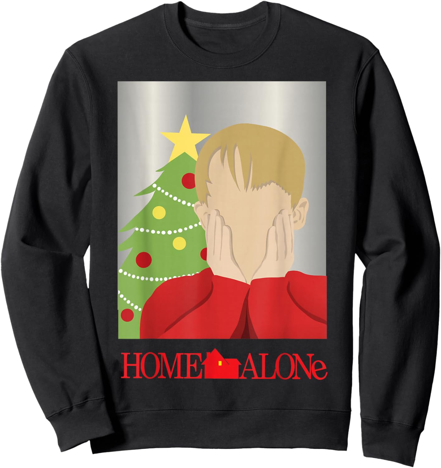 Home Alone Kevin McCallister Holiday Christmas Tree Sweatshirt - Sweatshirt | Black