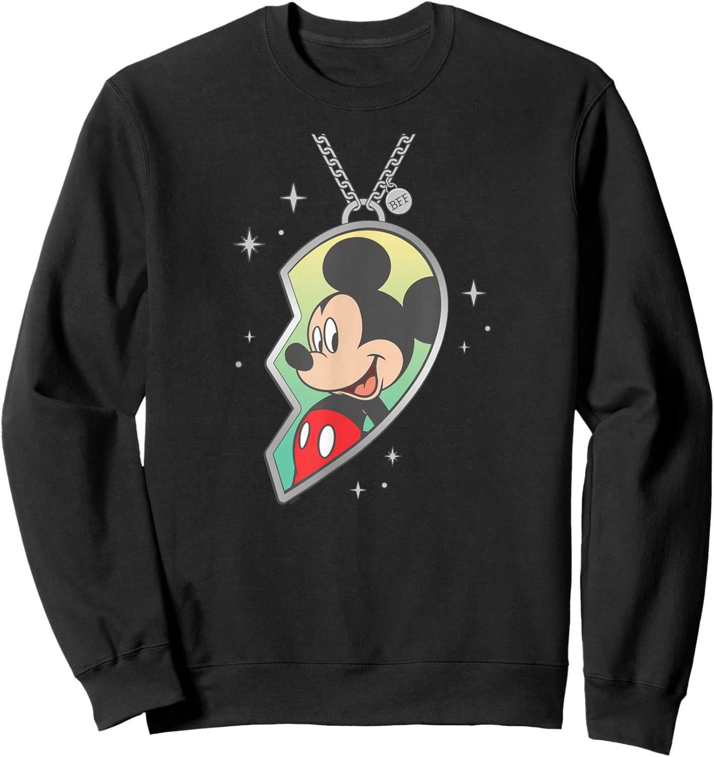 Disney BFF Best Friends Matching Heart Necklace Mickey Mouse Sweatshirt - Sweatshirt | Black