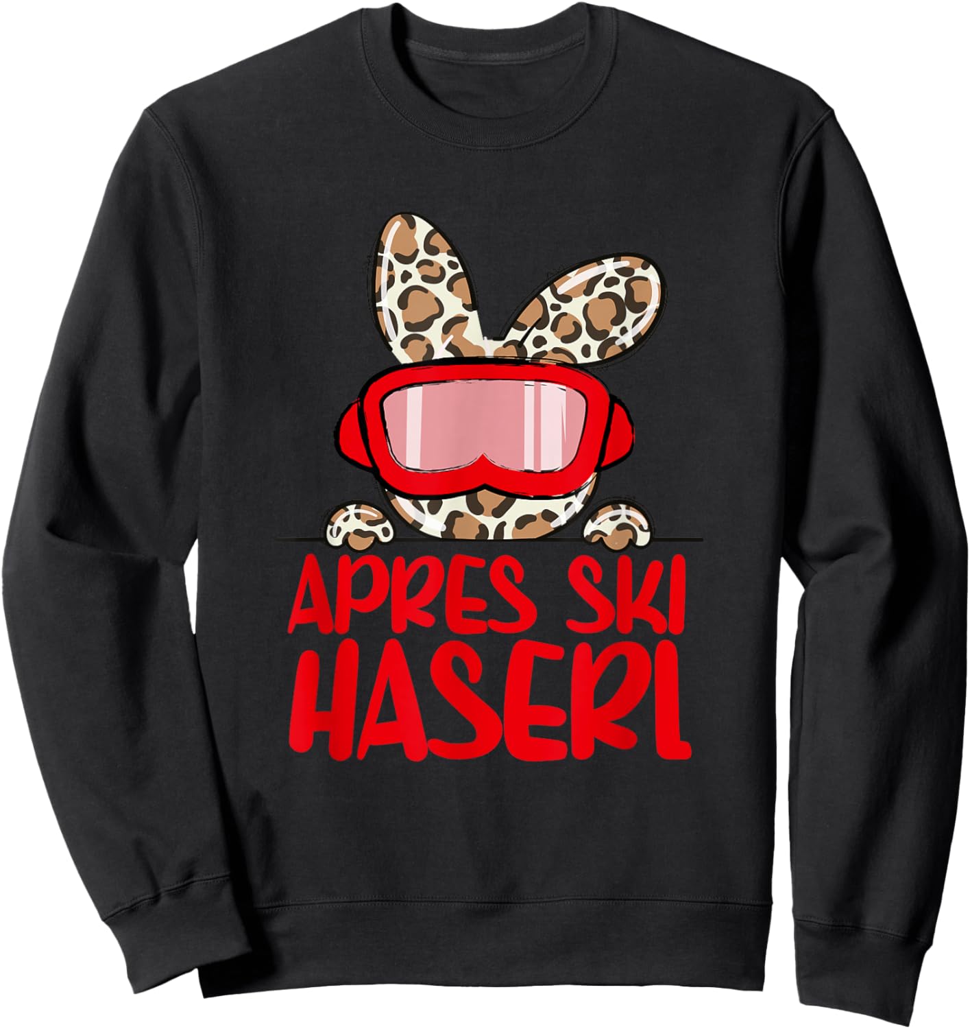 apreski Haserl, Skier Apresskiparty Leoprint Sweatshirt - Sweatshirt | Black