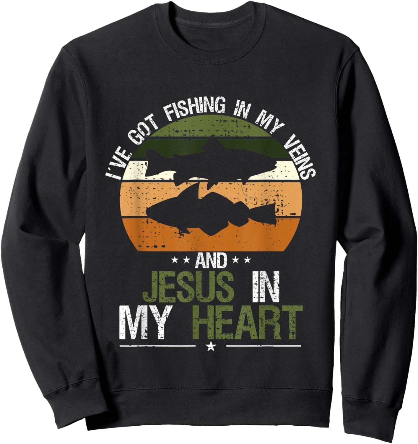 I've Got Fishing In My Veins And Jesus In My Heart Sweatshirt - Sweatshirt | Black