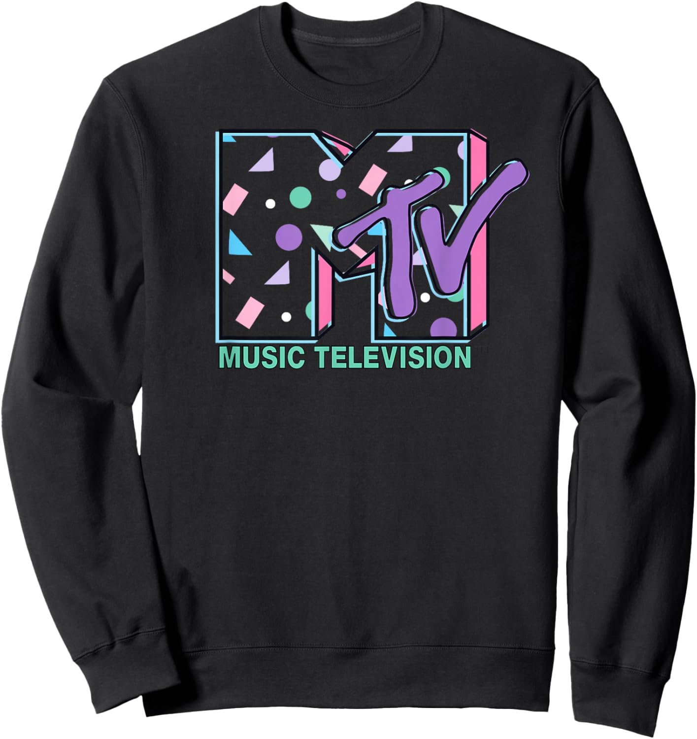 MTV 90s Logo Pattern Sweatshirt - Sweatshirt | Black
