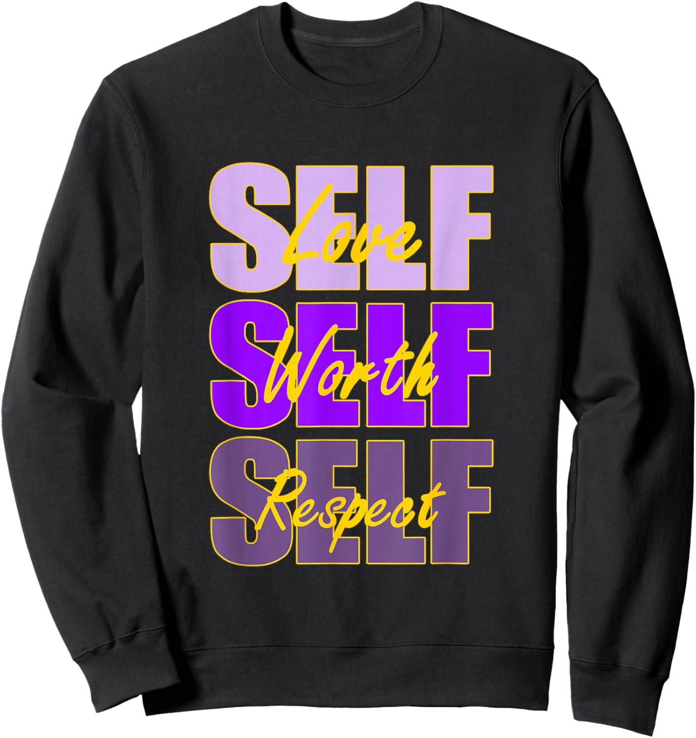 Purple and Golds Self-ish X 3-Gold & Purple Color Graphic Sweatshirt - Sweatshirt | Black