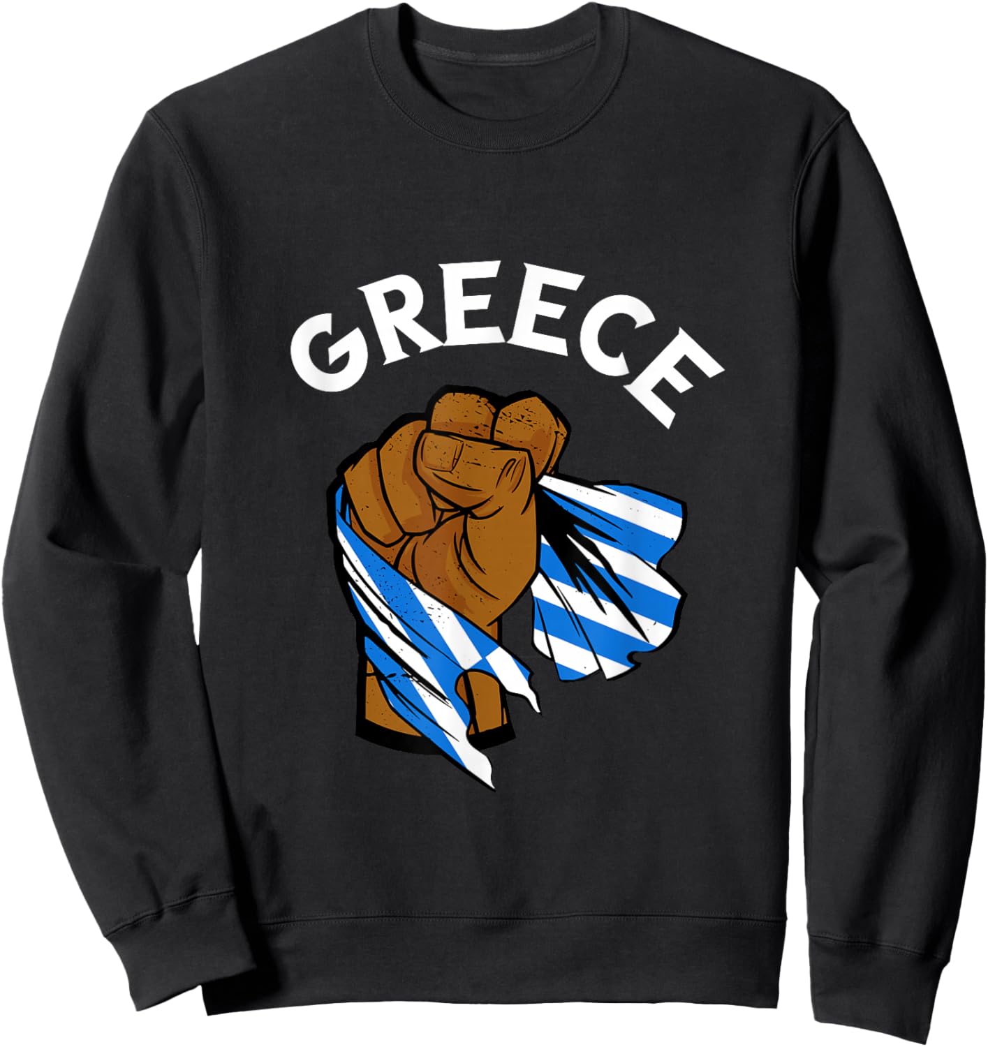 Greek Pride Handfist Greek Roots Greece Flag Hellenes Sweatshirt - Sweatshirt | Black