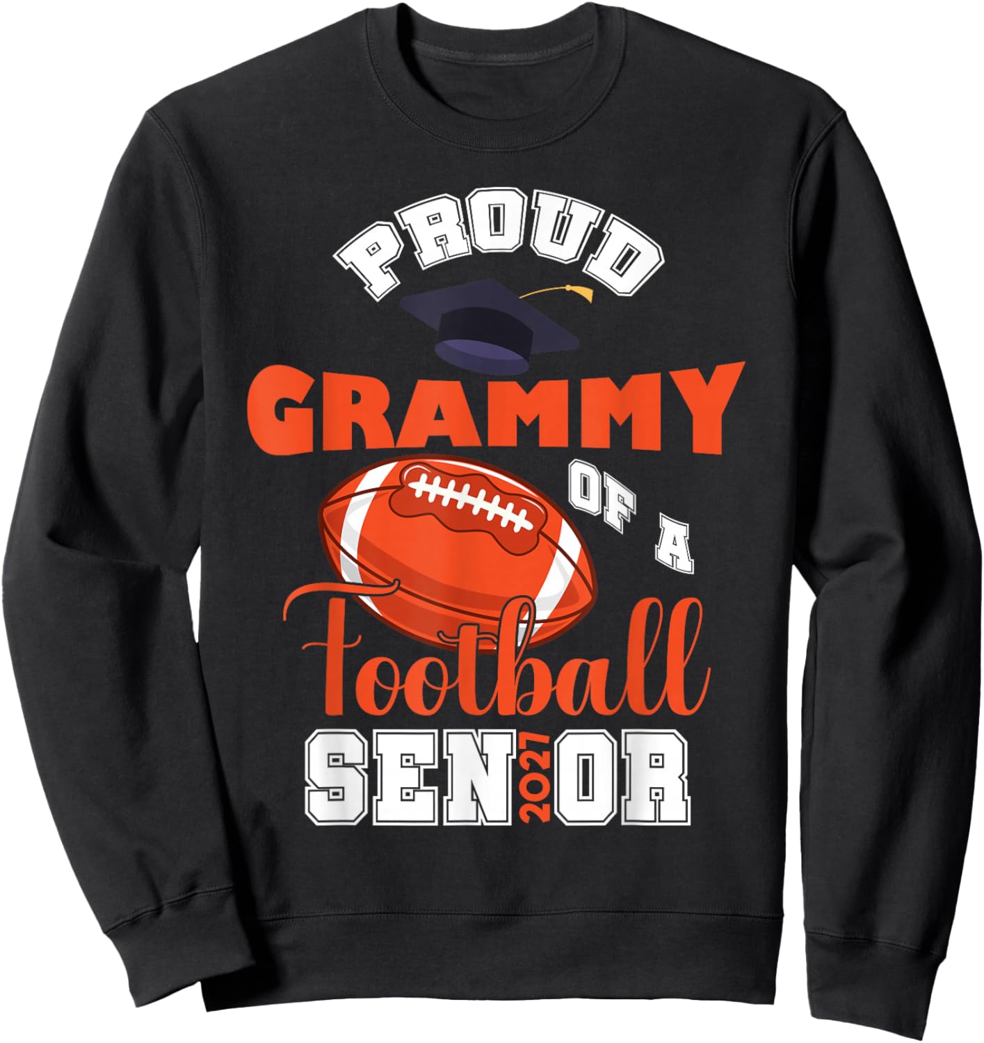 Proud Grammy of Football Senior Family School Graduation Sweatshirt - Sweatshirt | Black