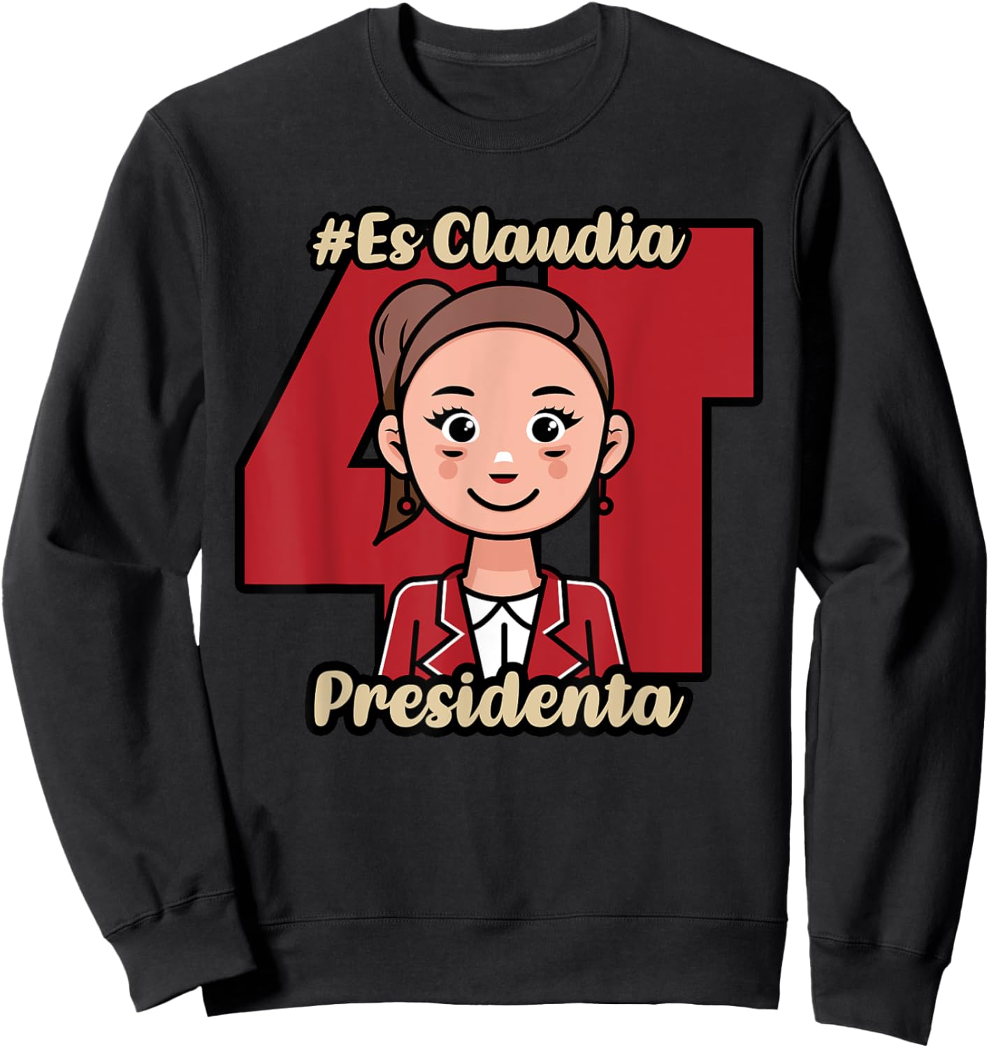 Claudia Sheinbaum Pardo Presidenta drawing kawaii Sweatshirt - Sweatshirt | Black