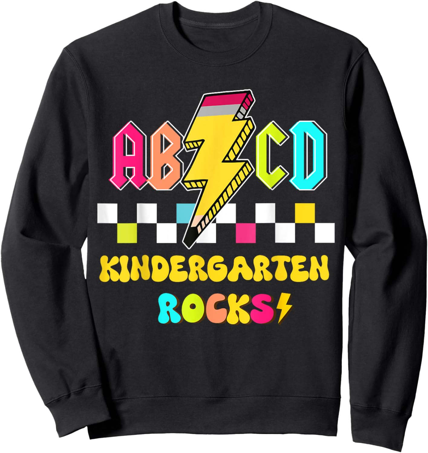 Kindergarten ABCD Rocks Teacher Student Back to School Men Women Kids Sweatshirt - Sweatshirt | Black
