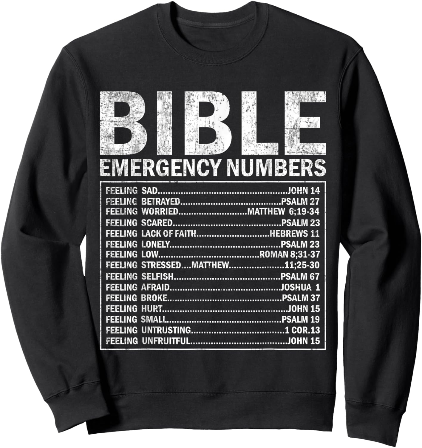 Christian Bible Emergency Numbers Cute Christian Sweatshirt - Sweatshirt | Black