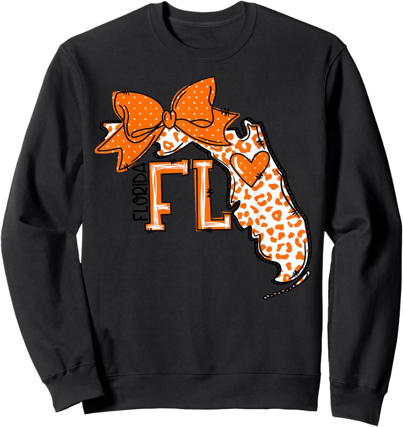 Florida Heart State Map Girl Coquette Bow Girl Kid Sweatshirt - Sweatshirt | Black