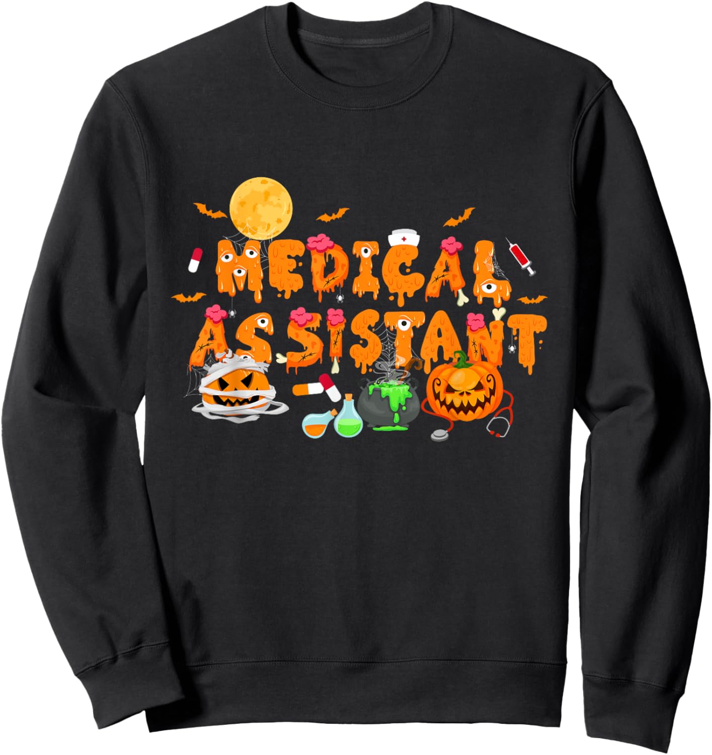 Men Women Medical Assistant Scary Halloween Zombie Costume Sweatshirt - Sweatshirt | Black