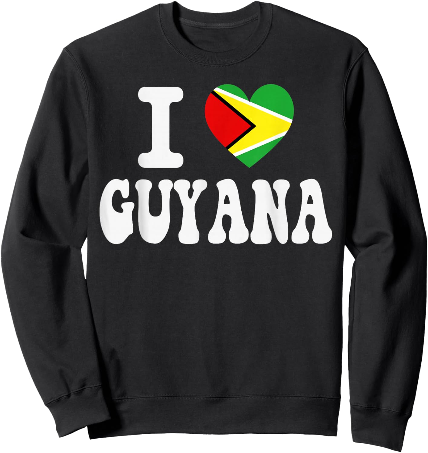 I Love Guyana Heart Flag Retro Travel Souvenir Sweatshirt - Sweatshirt | Black