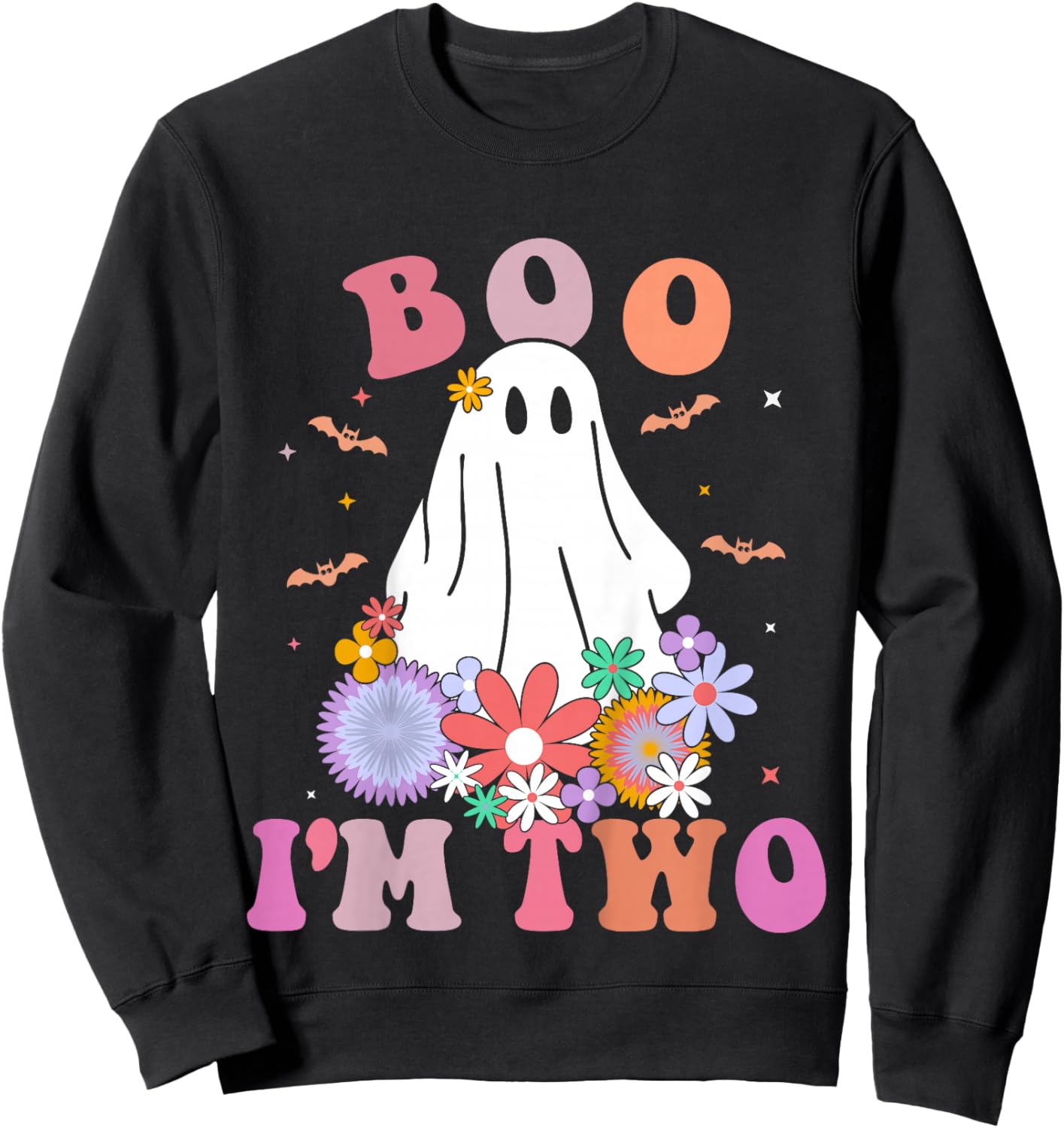 Kids Ghost Boo I'm Two Yr 2nd Birthday Kids Halloween Toddler Sweatshirt - Sweatshirt | Black