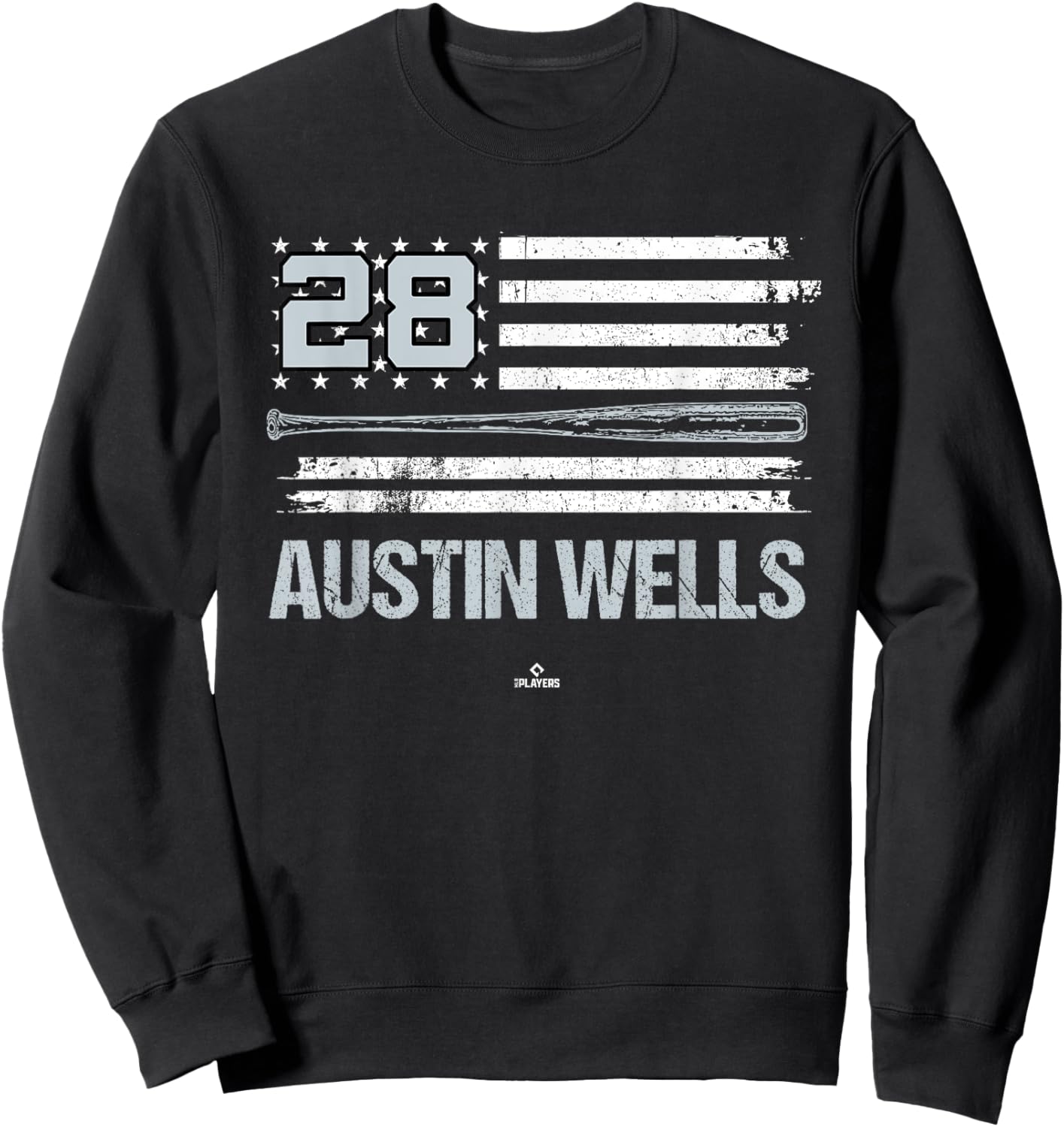 USA Flag Bat Austin Wells New York Baseball MLBPA Sweatshirt - Sweatshirt | Black