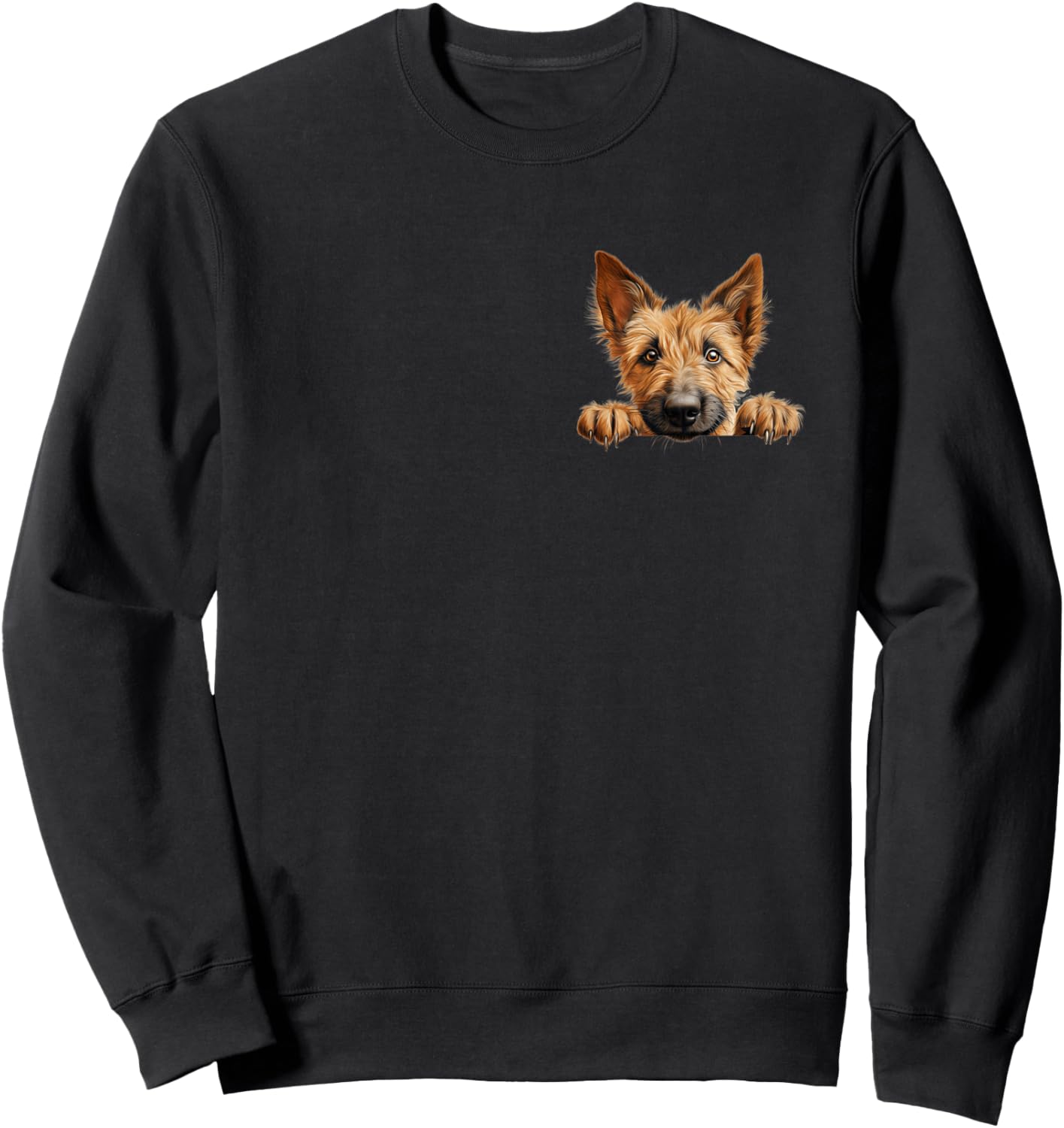 Berger Picard Dog Mom Dad Peeking Puppy Sweatshirt - Sweatshirt | Black